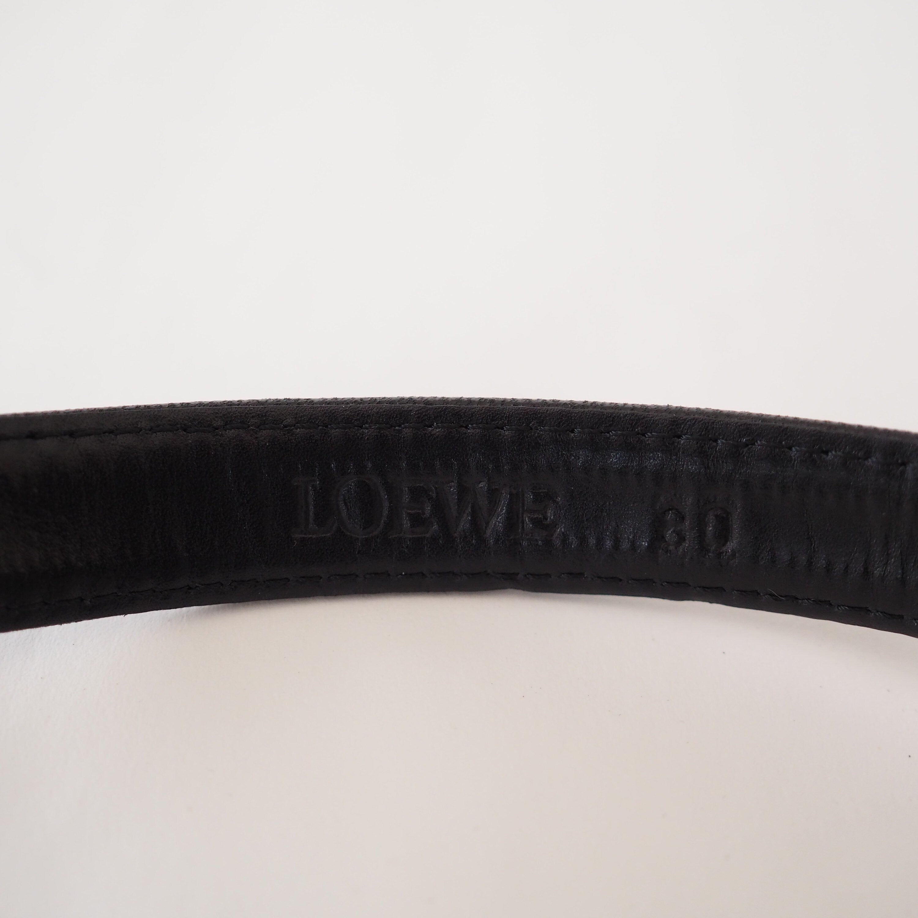 LOEWE Anagram Logo Belt Double buckle Leather Black Vintage Authentic