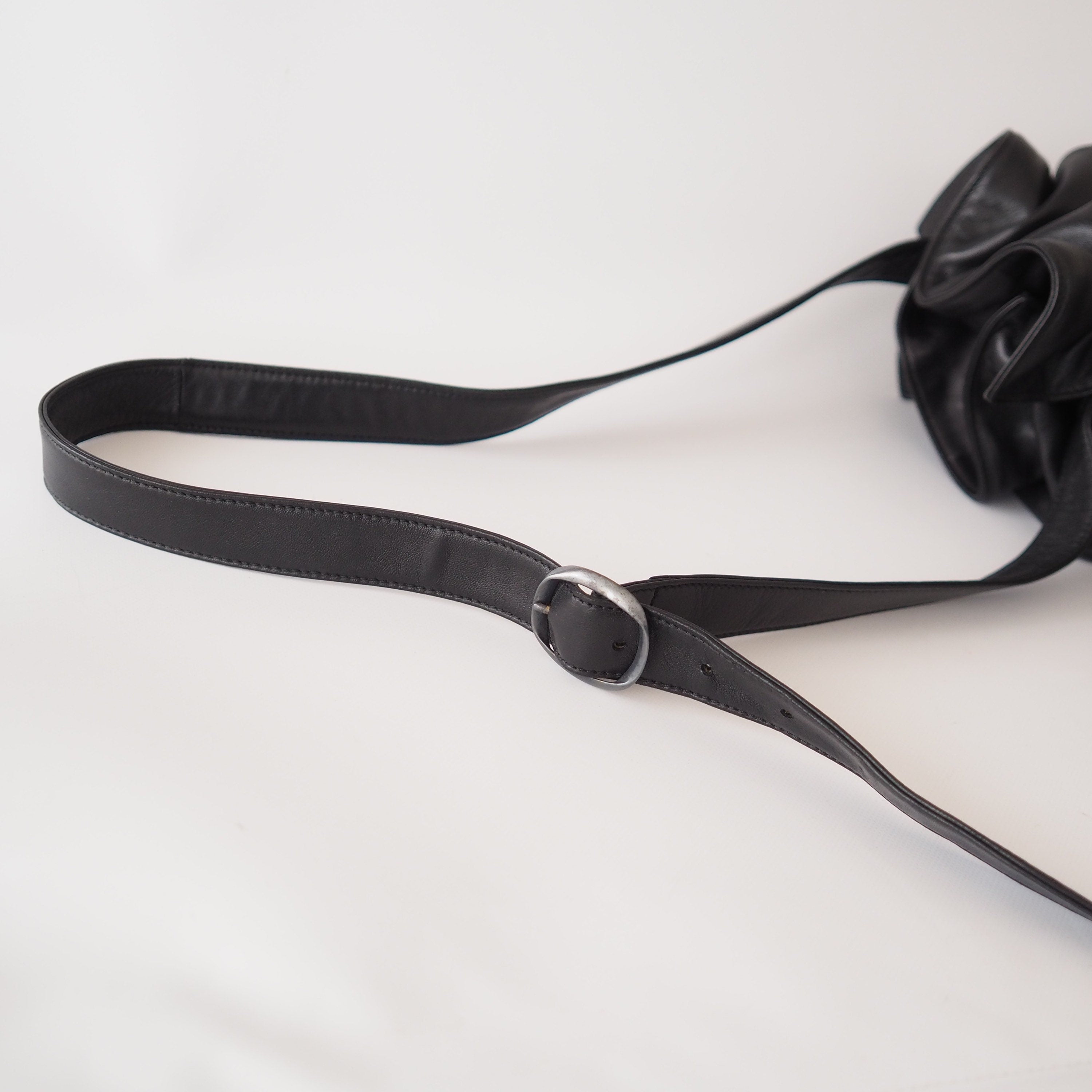 LOEWE Flamenco Anagram Shoulder bag Black Leather Vintage Authentic