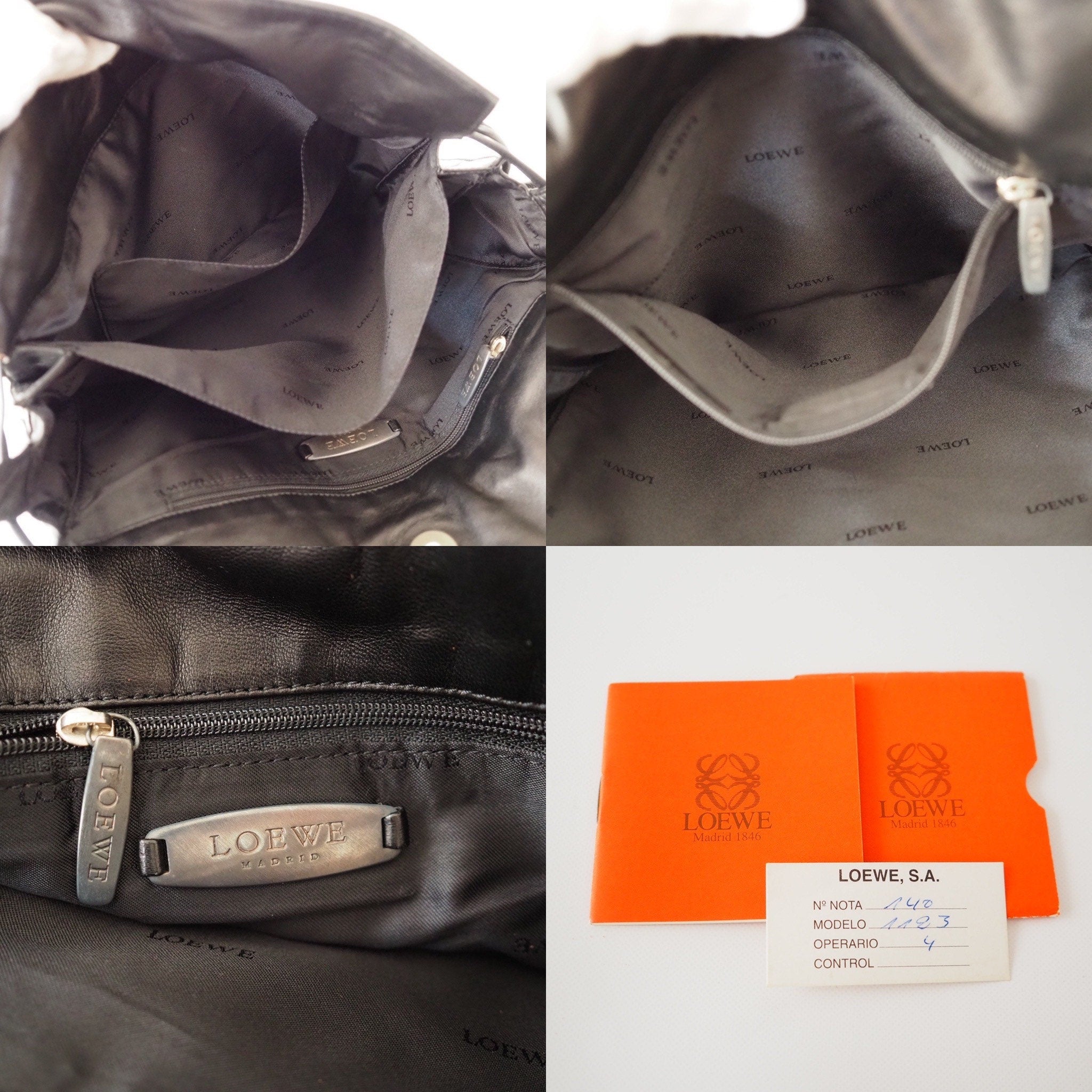 LOEWE Flamenco Anagram Shoulder bag Black Leather Vintage Authentic