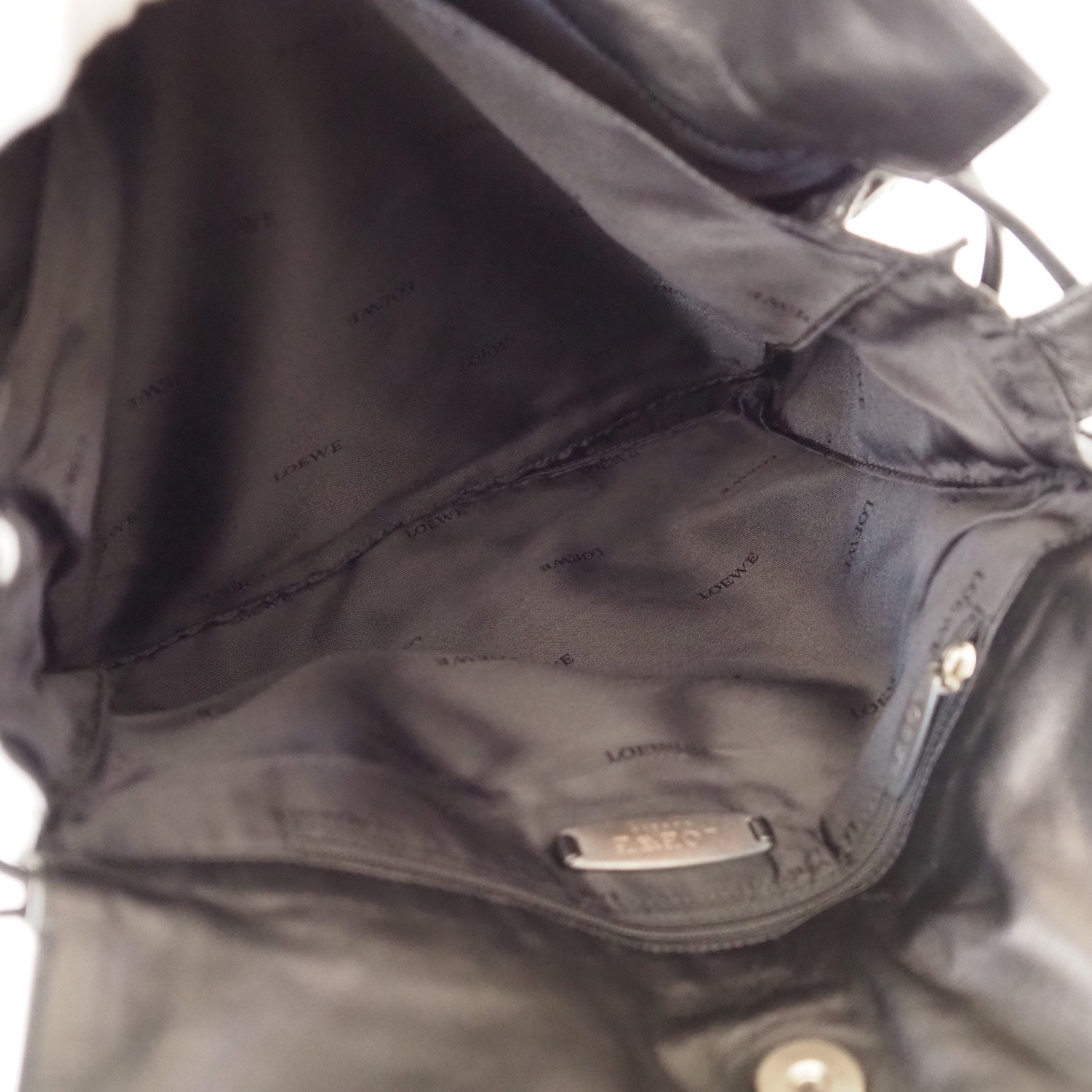 LOEWE Flamenco Anagram Shoulder bag Black Leather Vintage Authentic