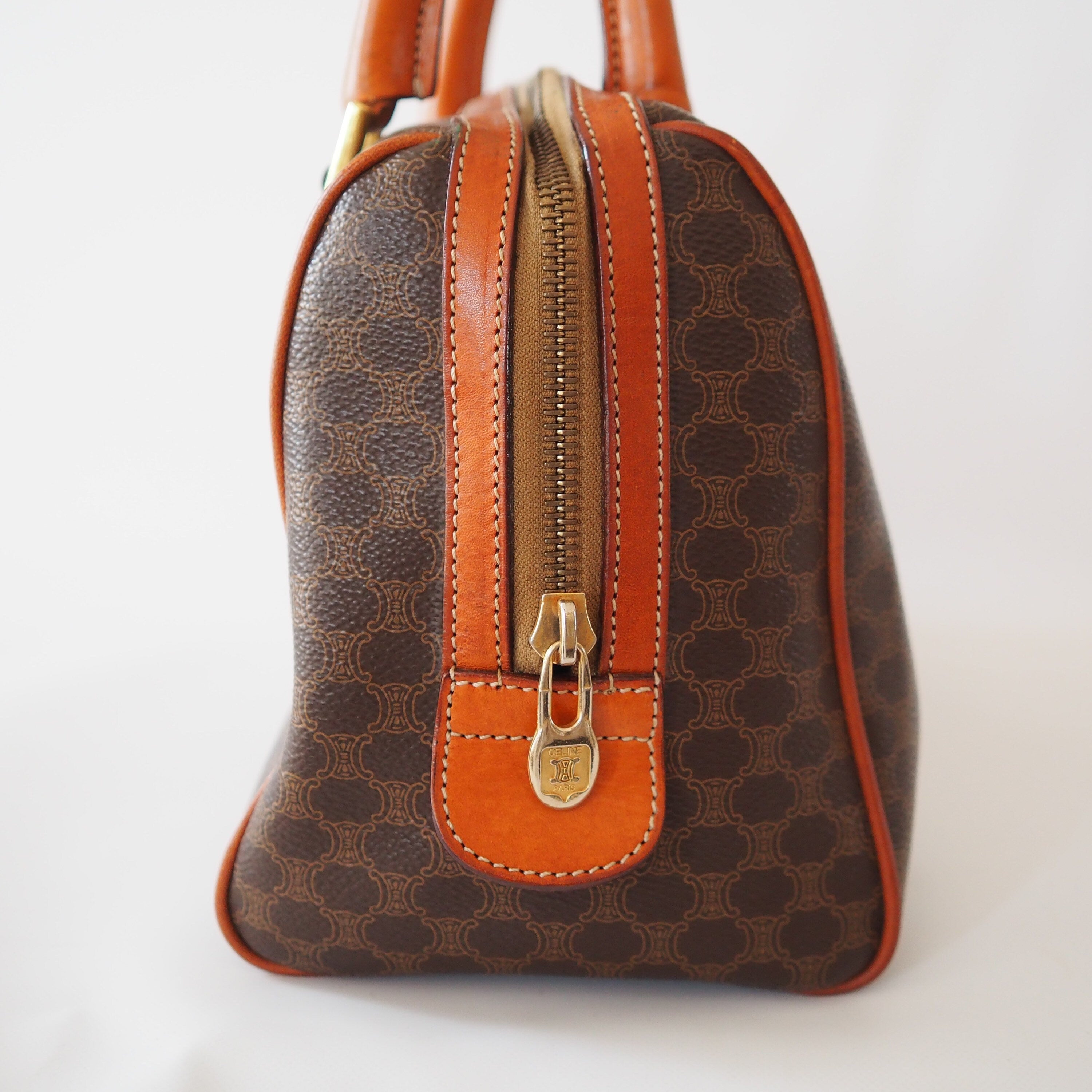 CELINE Macadam 2way Shoulder Hand Boston Bag Authentic Vintage Classical