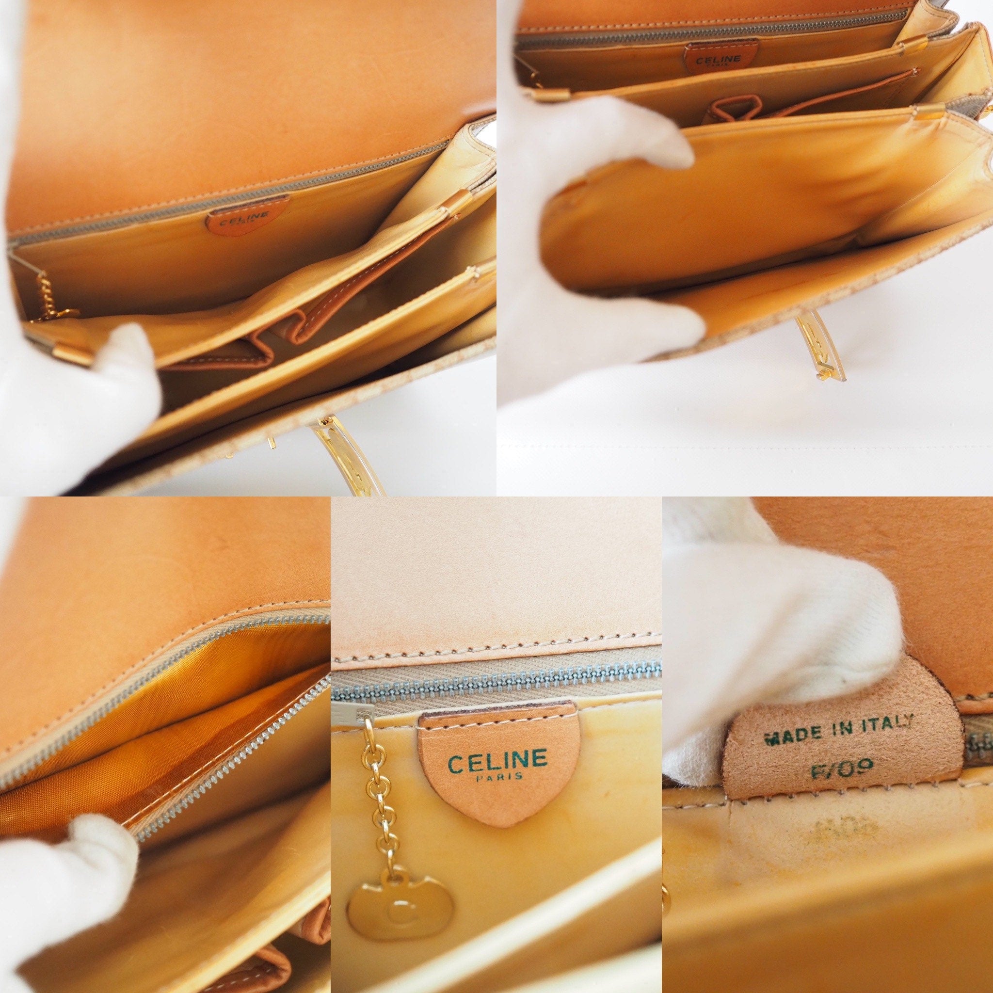 CELINE Macadam Carriage hardware Shoulder Bag Brown Authentic