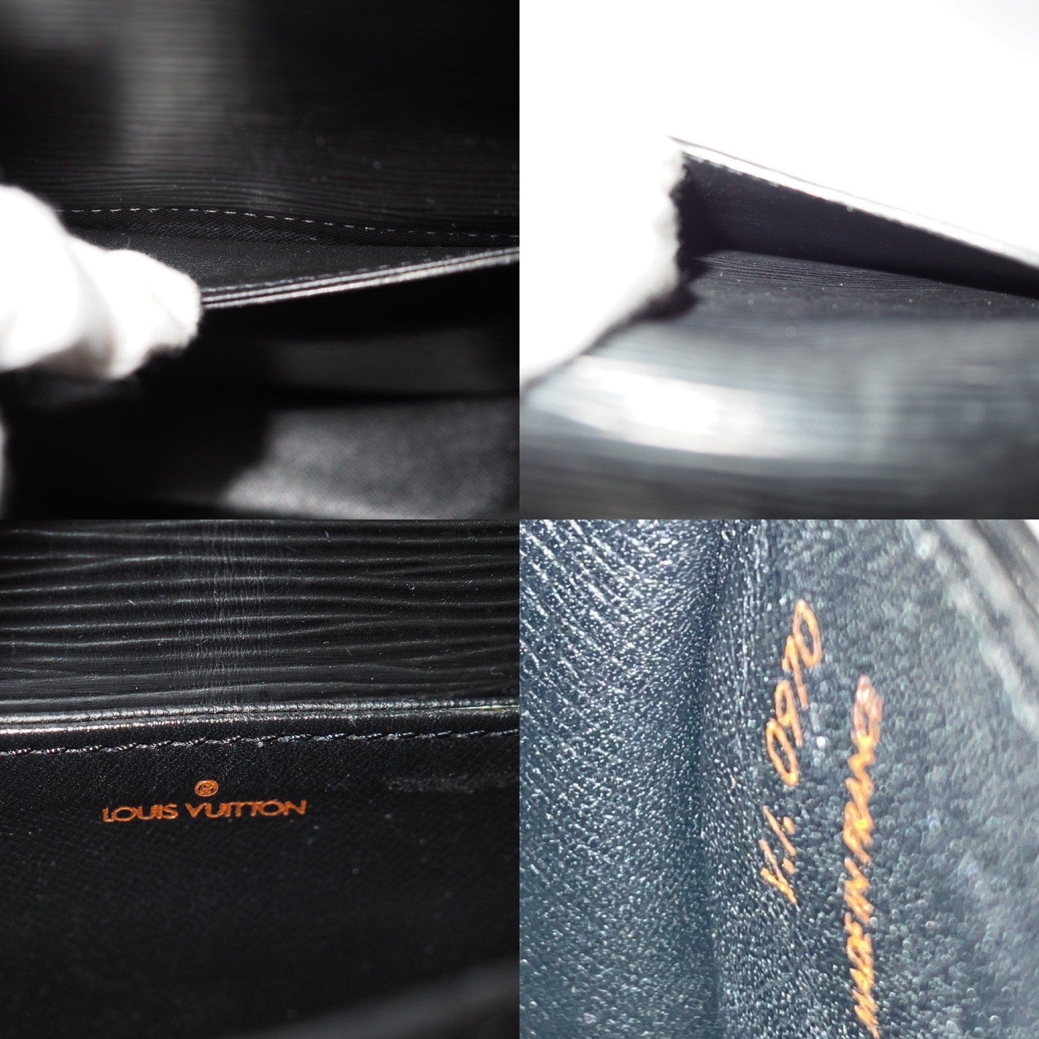 LOUIS VUITTON Epi Saint Cloud PM Shoulder Bag Black lV Vintage Cross body Authentic