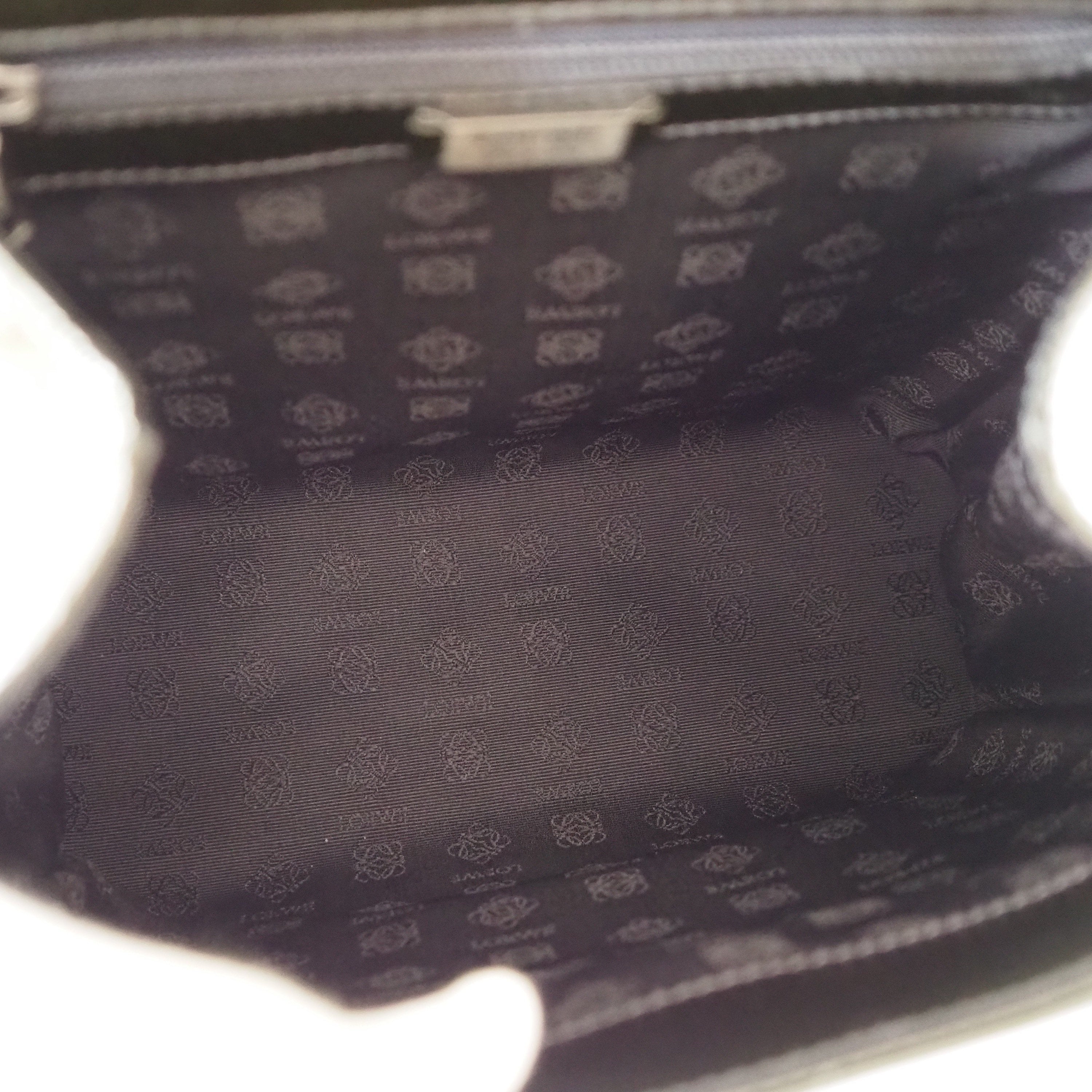 Authentic LOEWE VELAZQUEZ Hand Bag Black Combi Patent Leather Vintage