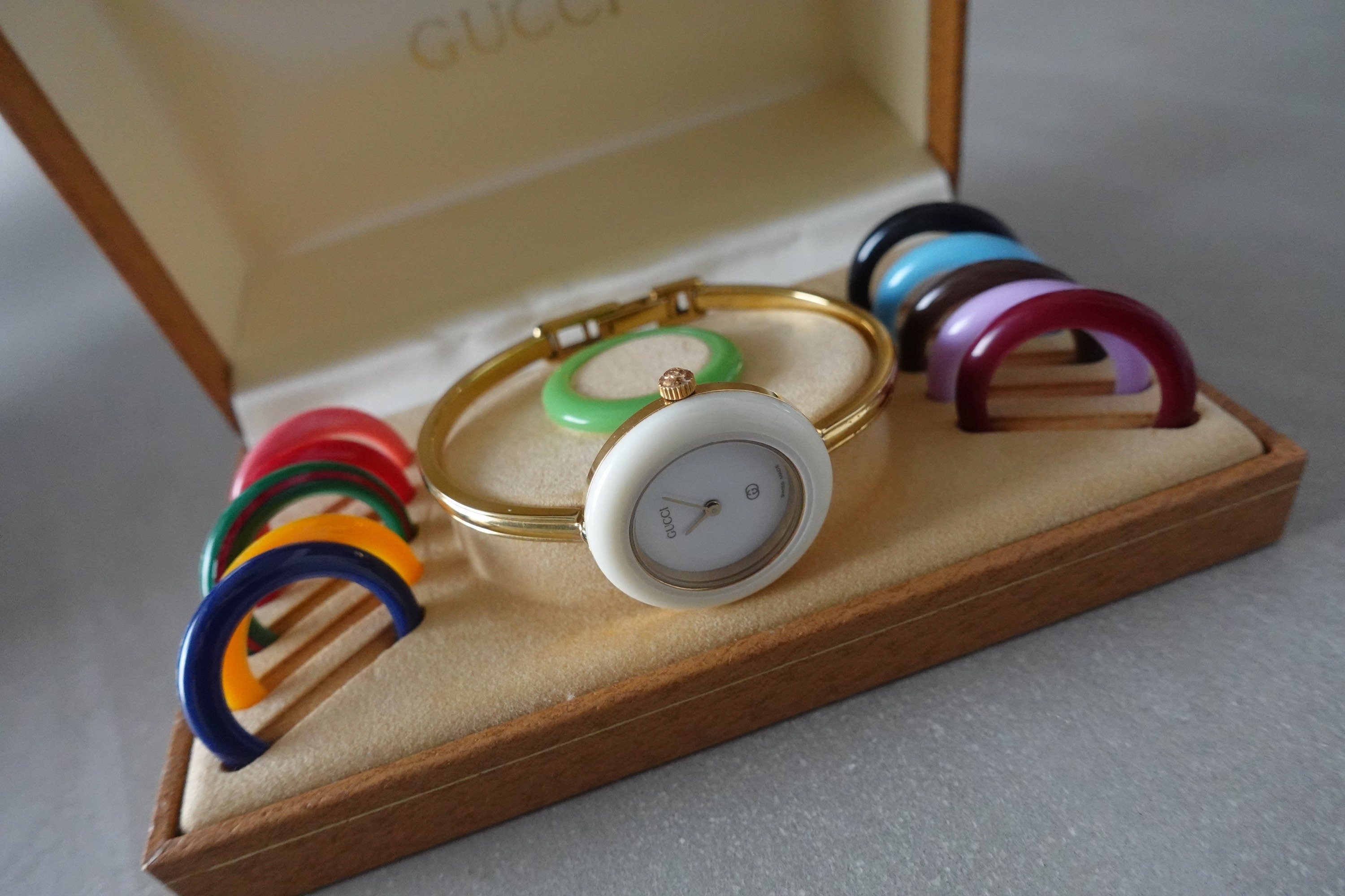 GUCCI Accessories Change Bezel 12 colors Bangle watch Wristwatch Gold