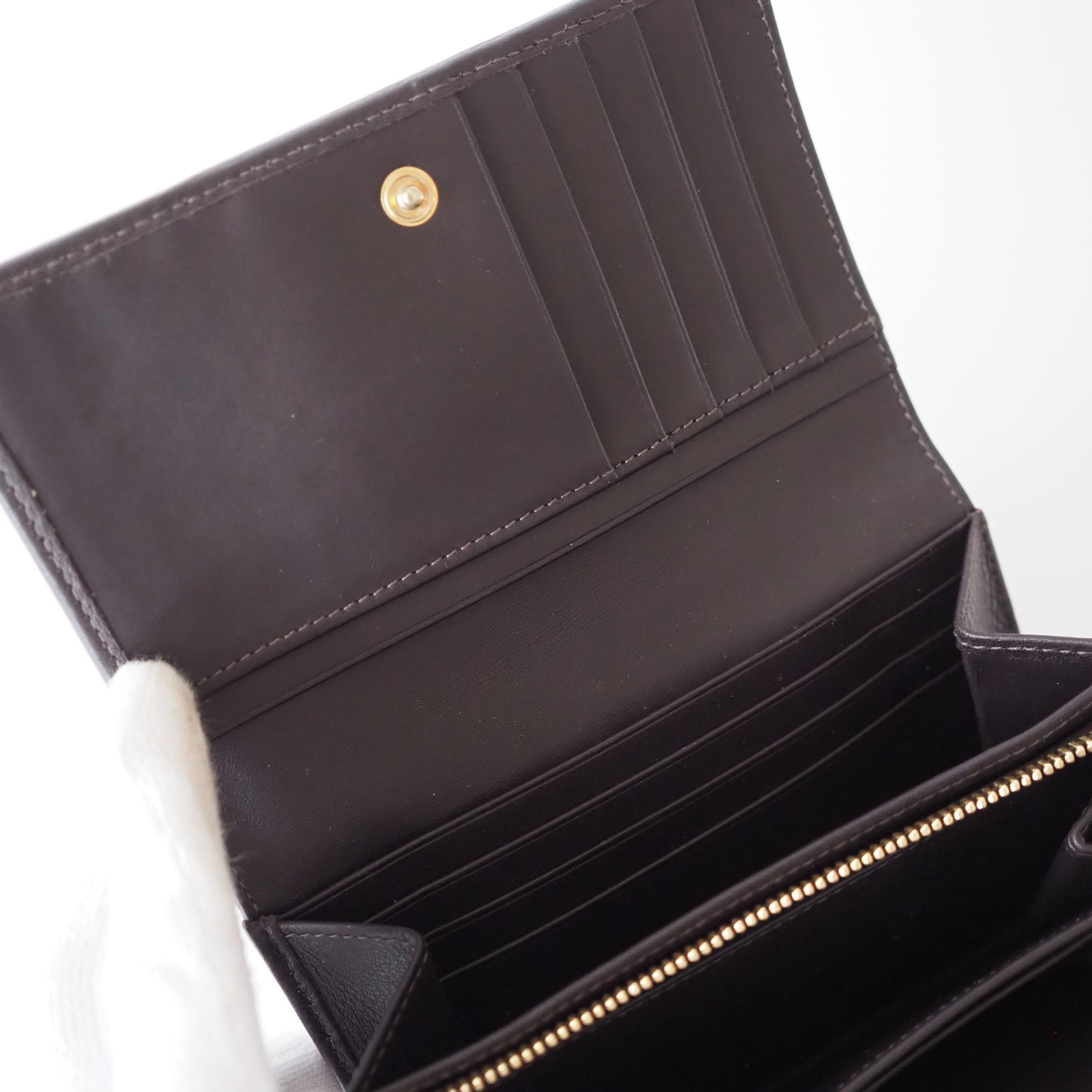 LOEWE Anagram Compact Wallet Suede Leather Beige Brown Authentic