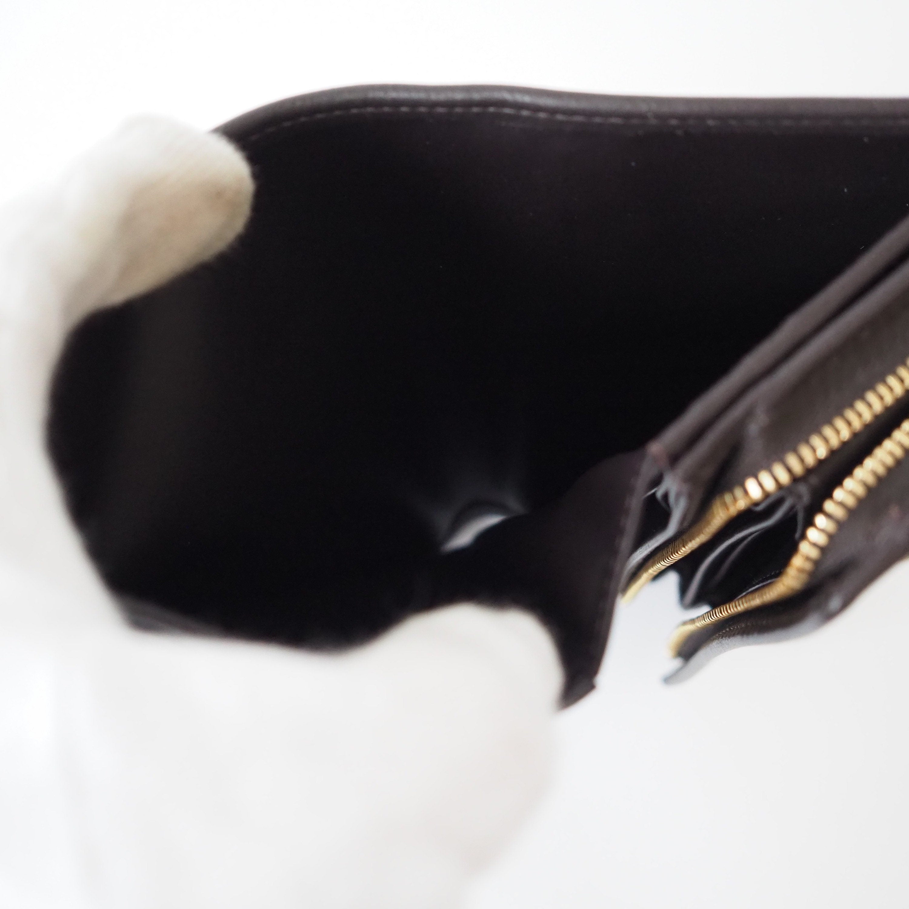 LOEWE Anagram Compact Wallet Suede Leather Beige Brown Authentic