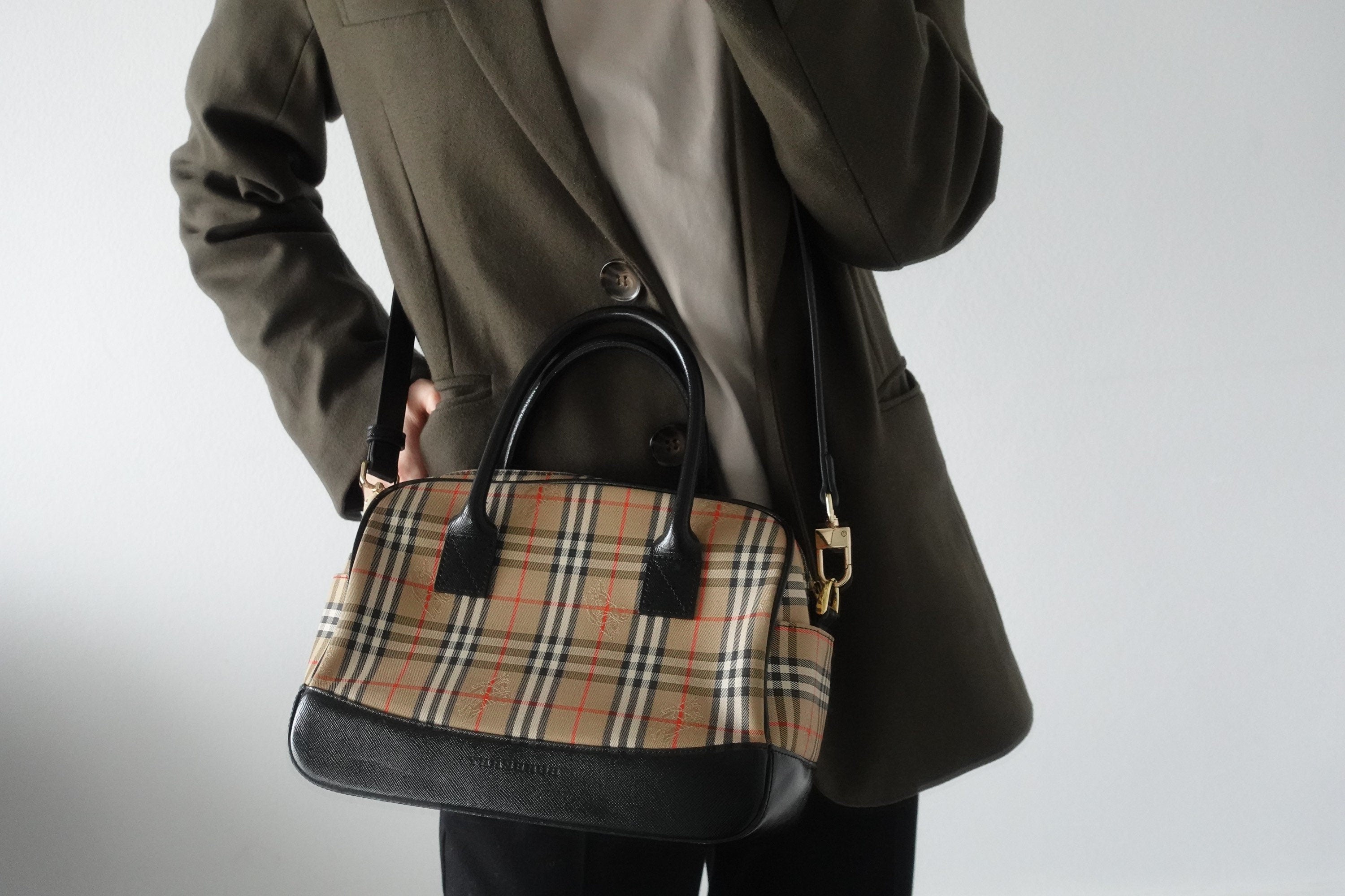 Burberry Nova Check 2way Hand Shoulder Boston Bag Authentic
