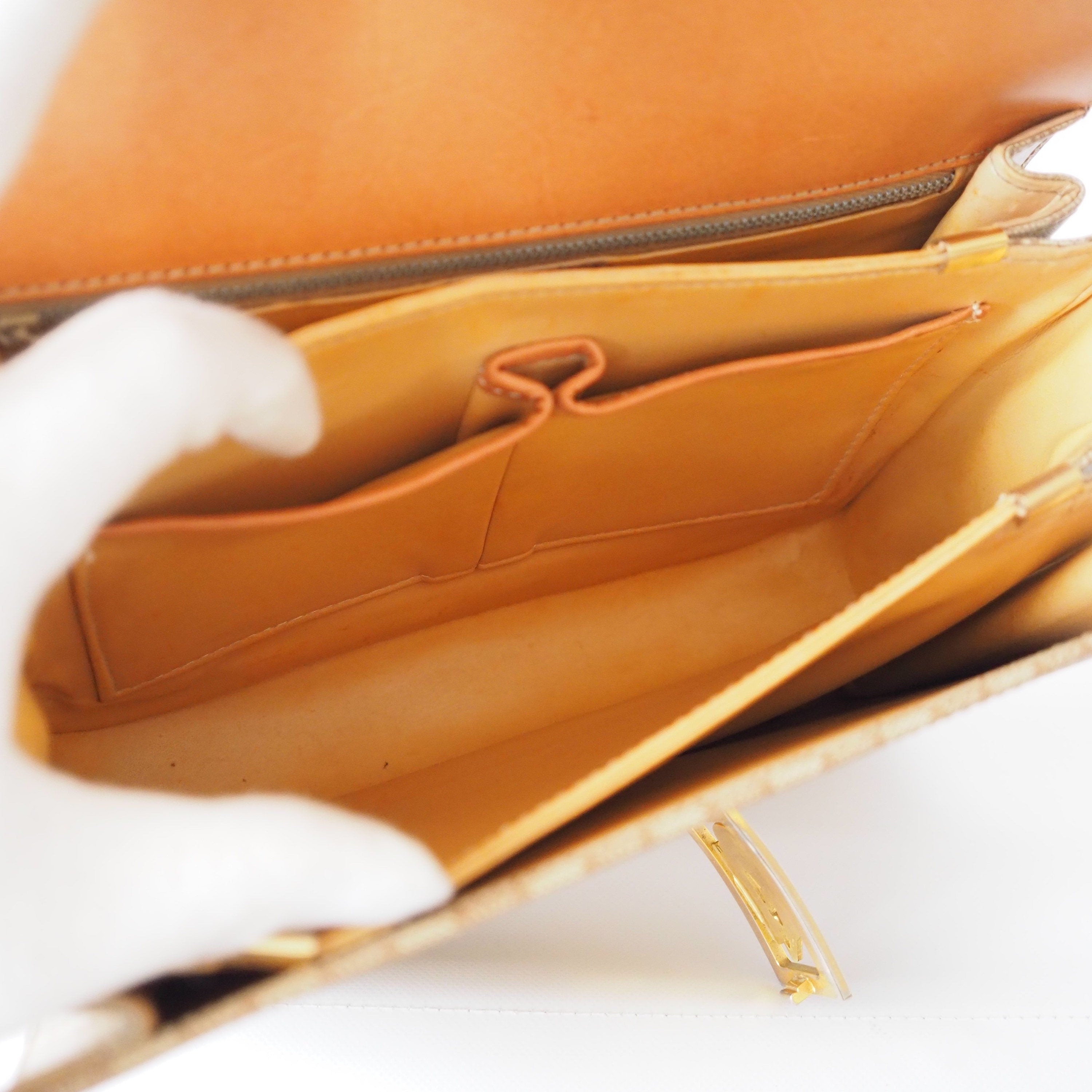 CELINE Macadam Carriage hardware Shoulder Bag Brown Authentic