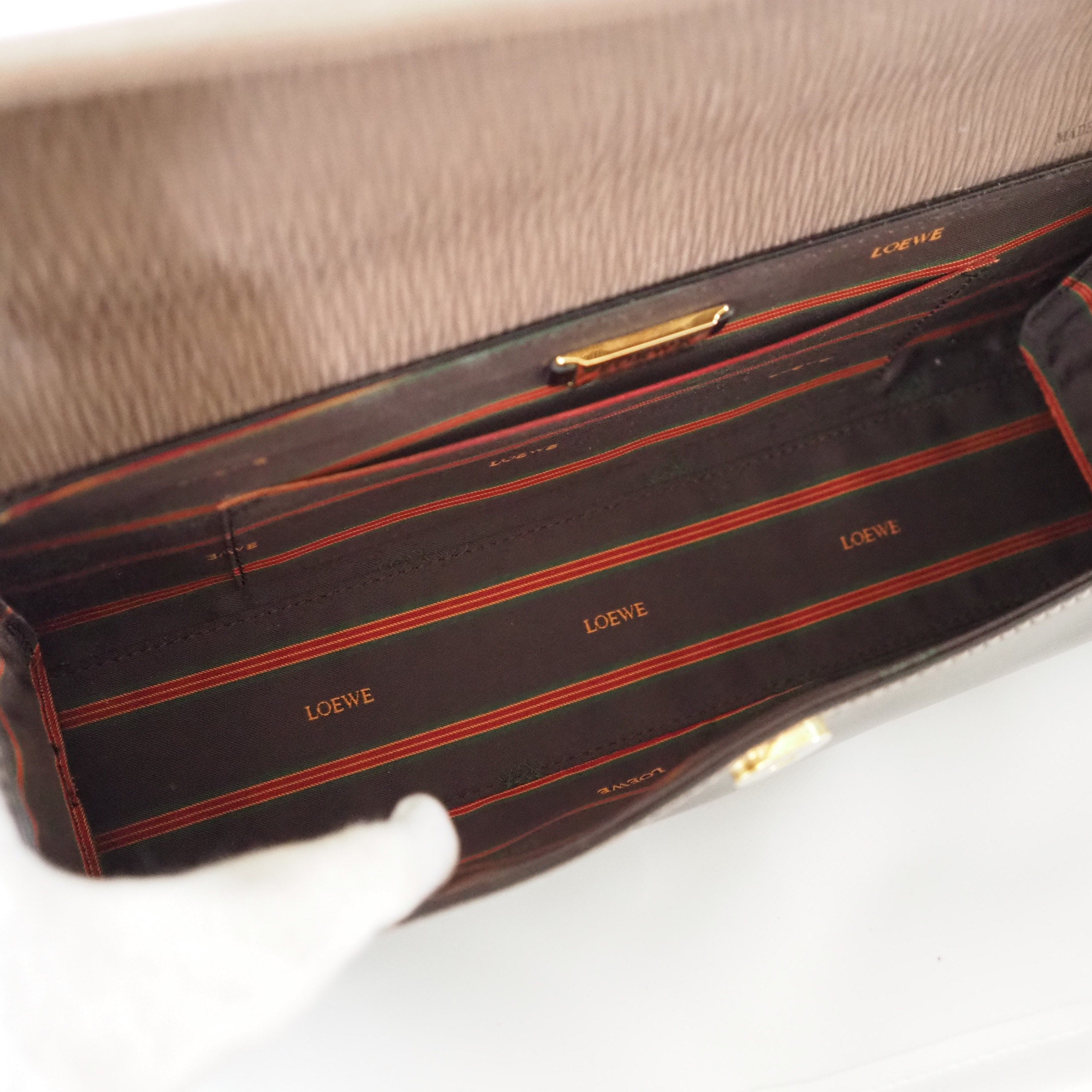 LOEWE VELAZQUEZ Hand Bag Black Brown Combi Leather Vintage Authentic