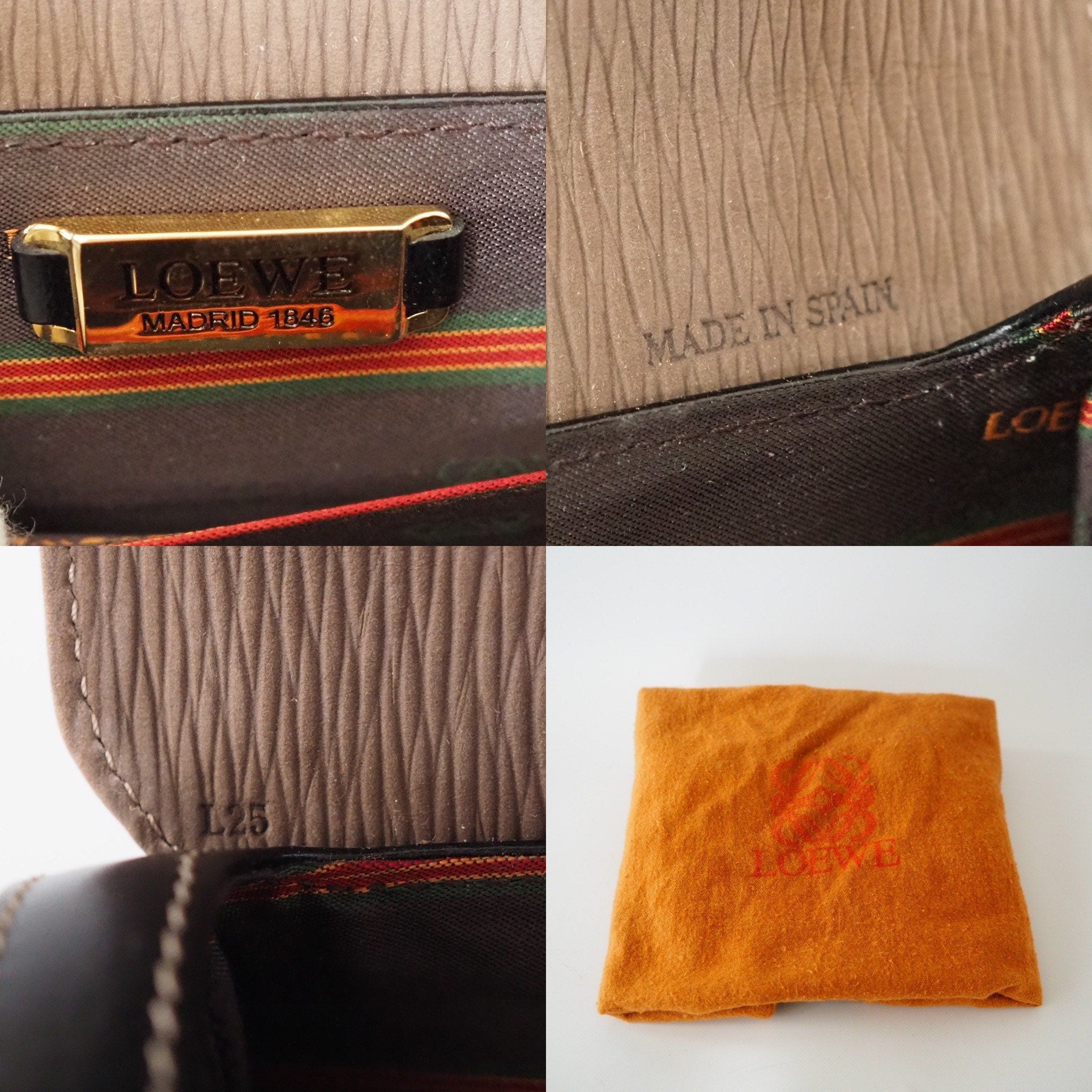 LOEWE VELAZQUEZ Hand Bag Black Brown Combi Leather Vintage Authentic