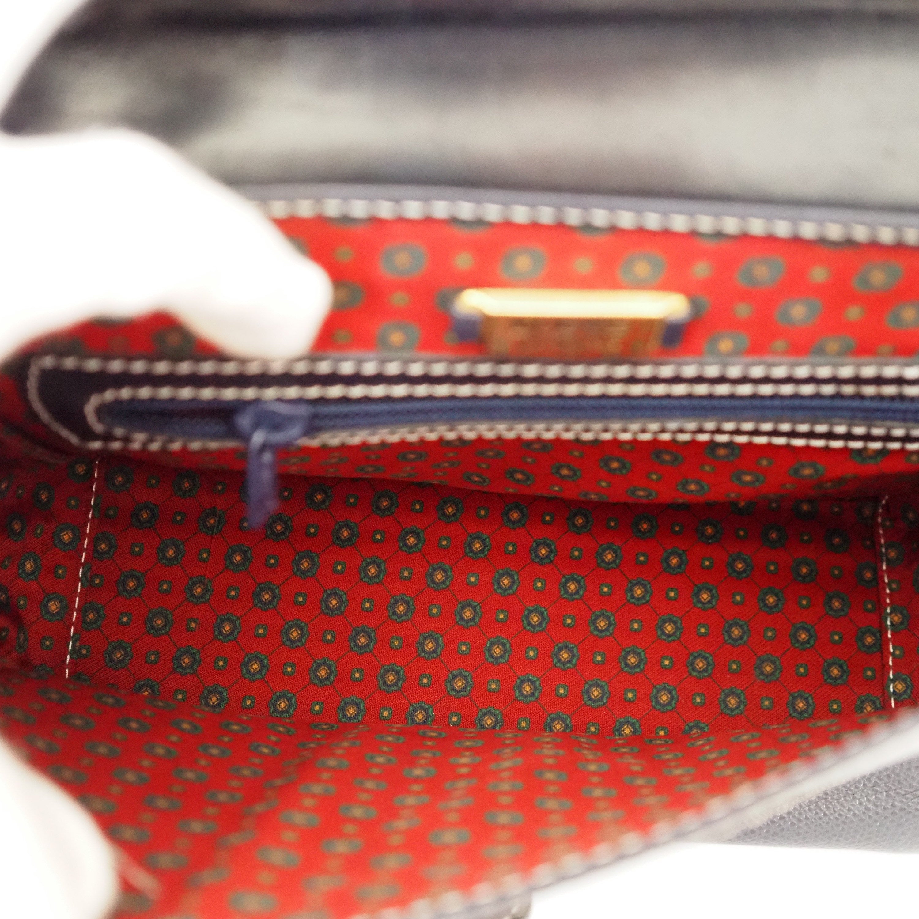 LOEWE Anagram 2way Hand Shoulder Bag Navy Leather Vintage Authentic