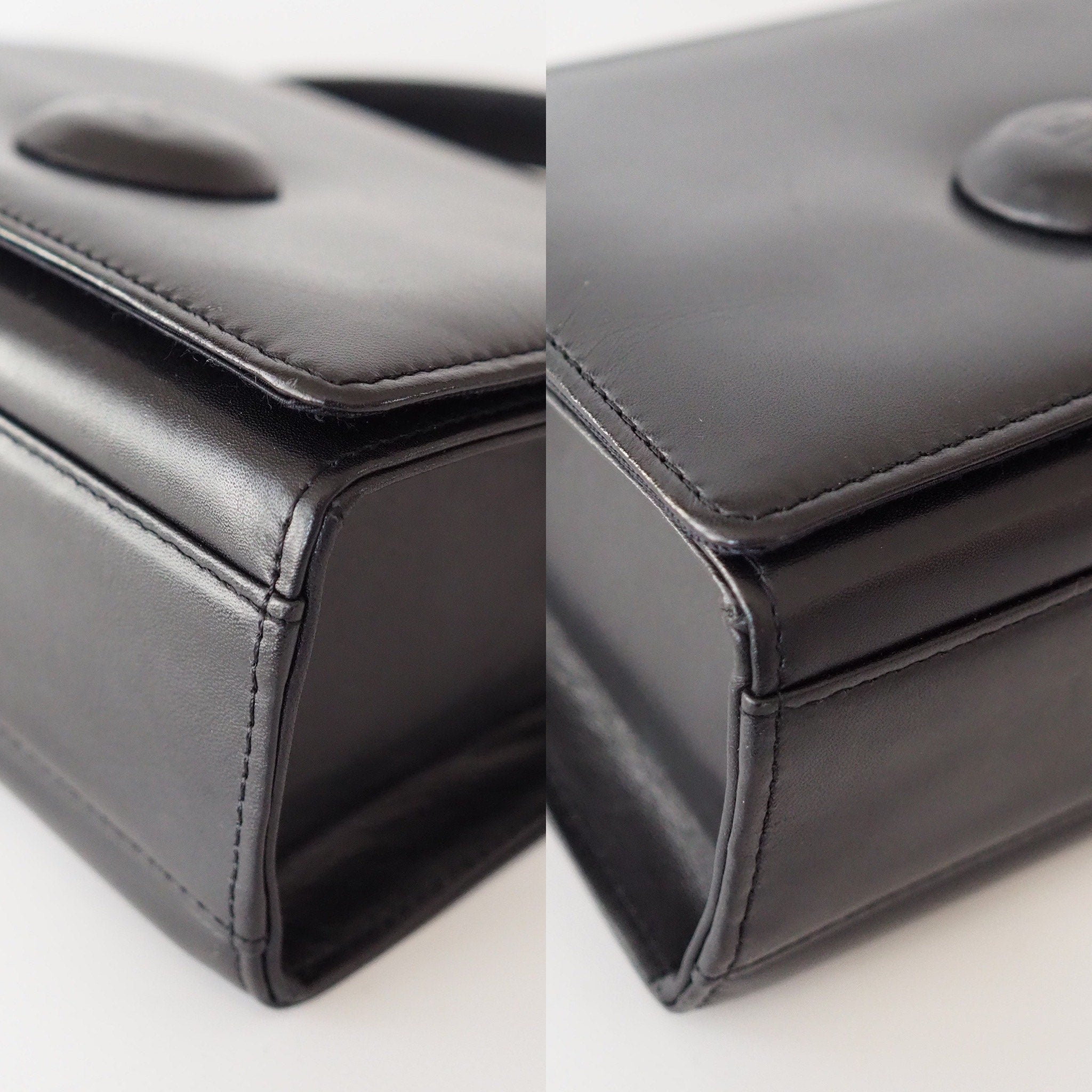 GIVENCHY Hand Shoulder Bag Leather Black Vintage Authentic