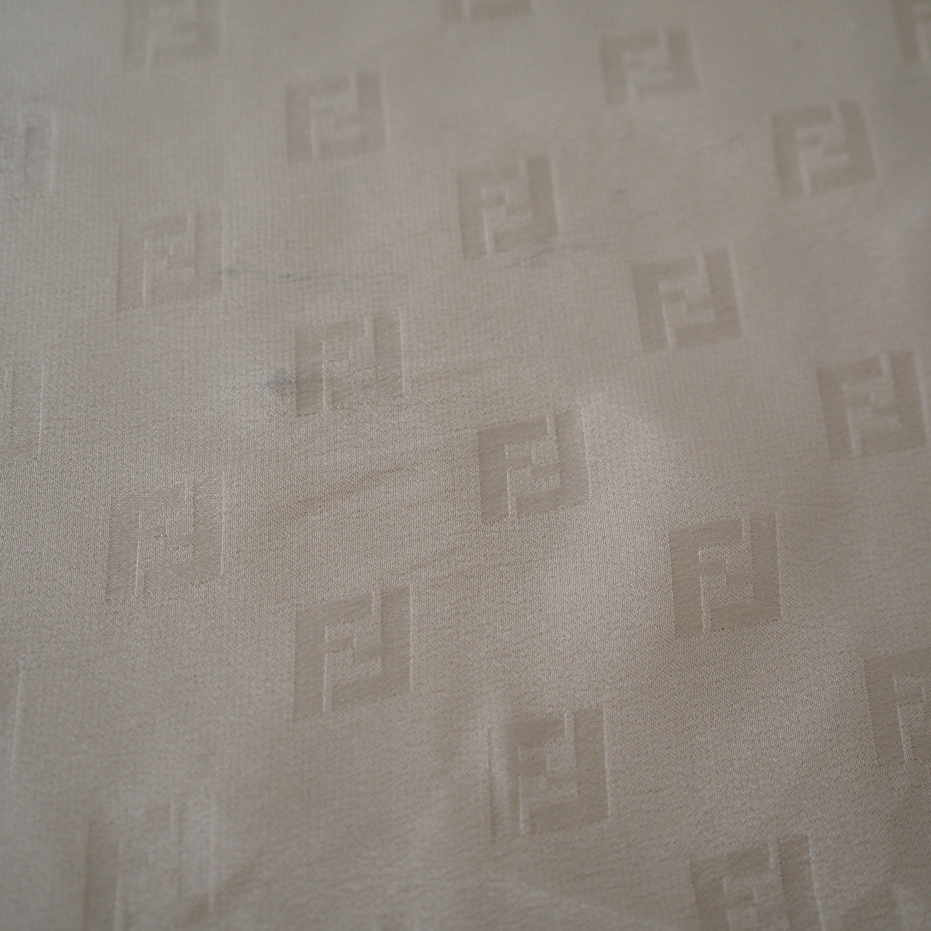 FENDI Zucca Stripe Logo Scarf Silk 100% Brown Beige Authentic