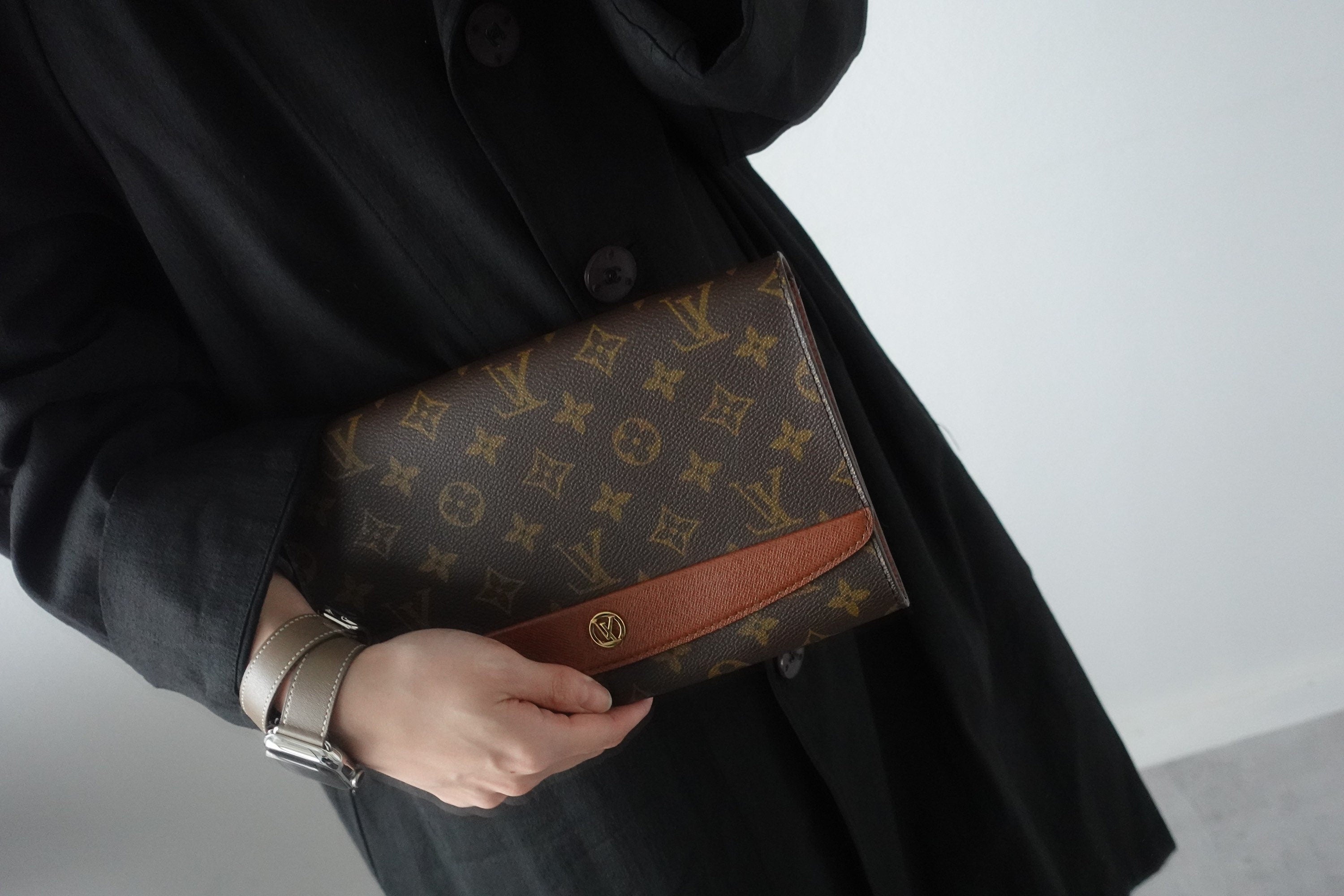 LOUIS VUITTON Monogram Bordeaux Shoulder Clutch Bag Brown Vintage lv Authentic