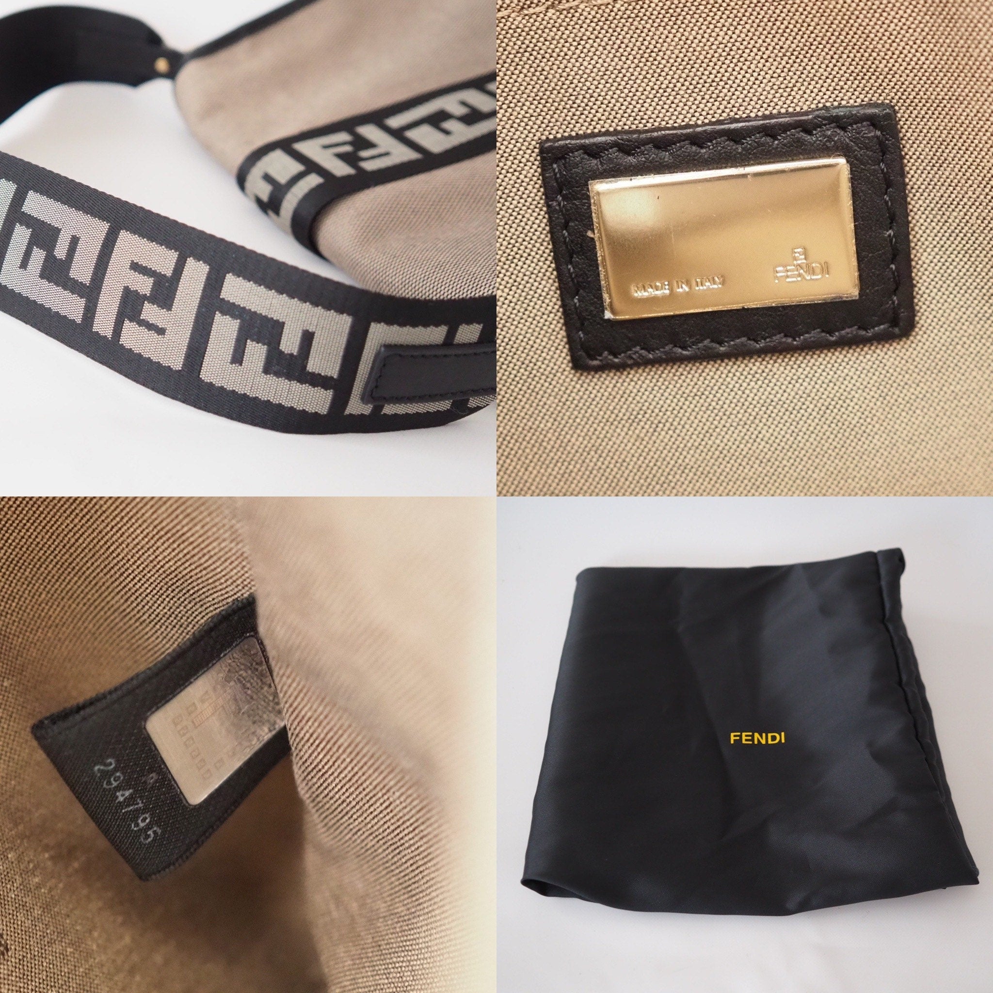 FENDI Mamma bucket Bag Zucca Canvas Leather Vintage Authentic