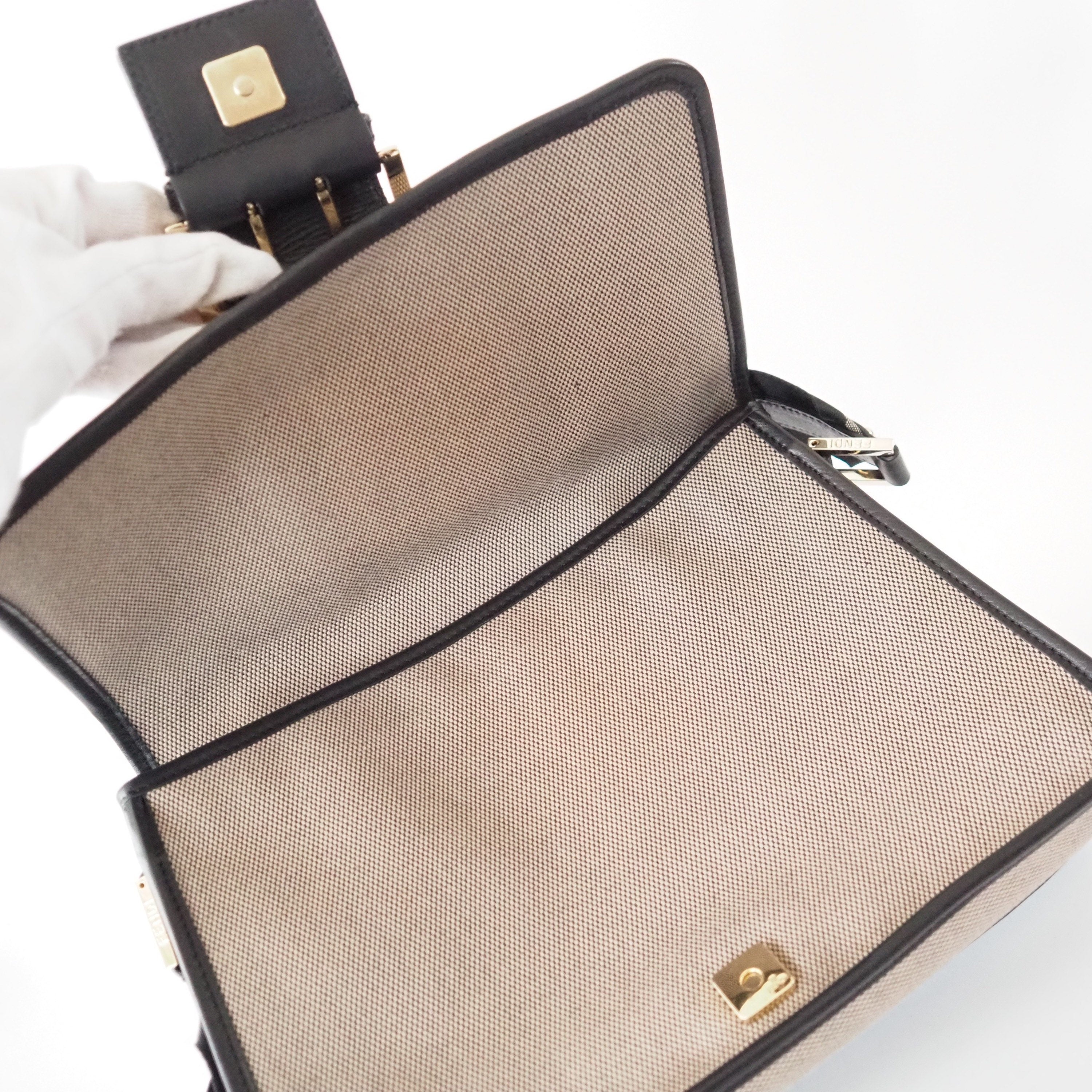 FENDI Mamma bucket Bag Zucca Canvas Leather Vintage Authentic