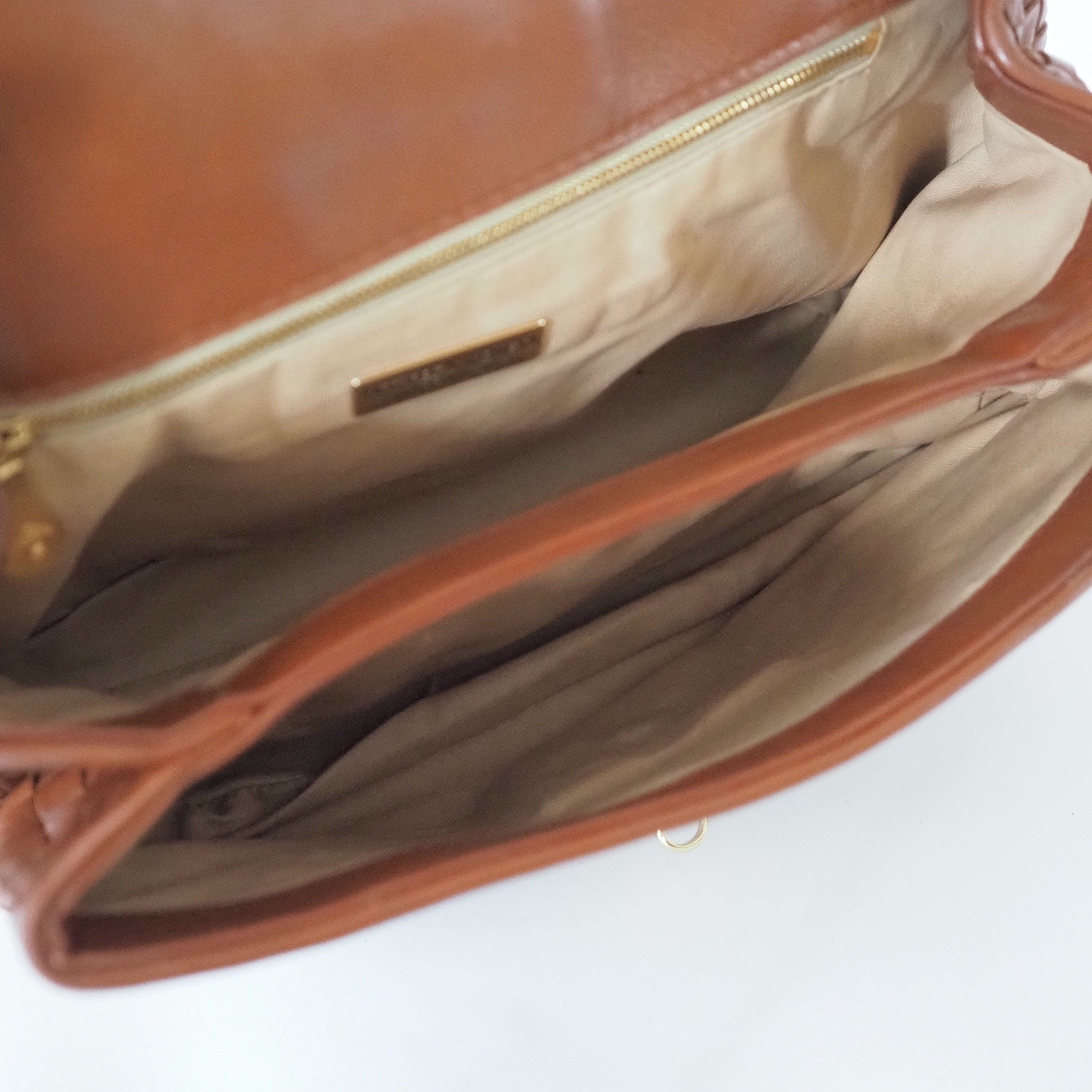 BOTTEGA VENETA Intrecciato Leather Handbag Brown Leather Vintage Authentic