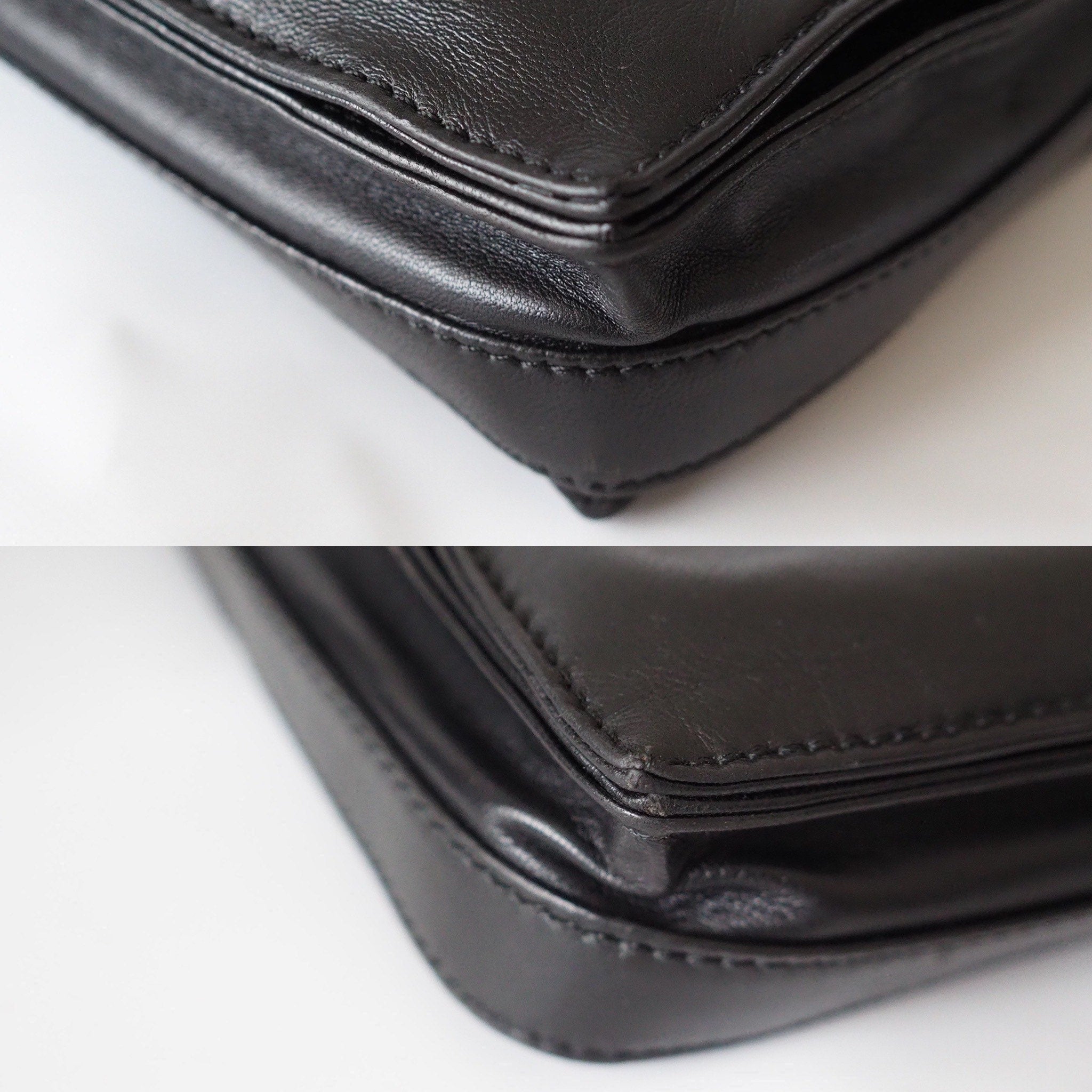 LOEWE Flamenco Anagram Shoulder bag Black Leather Vintage Authentic