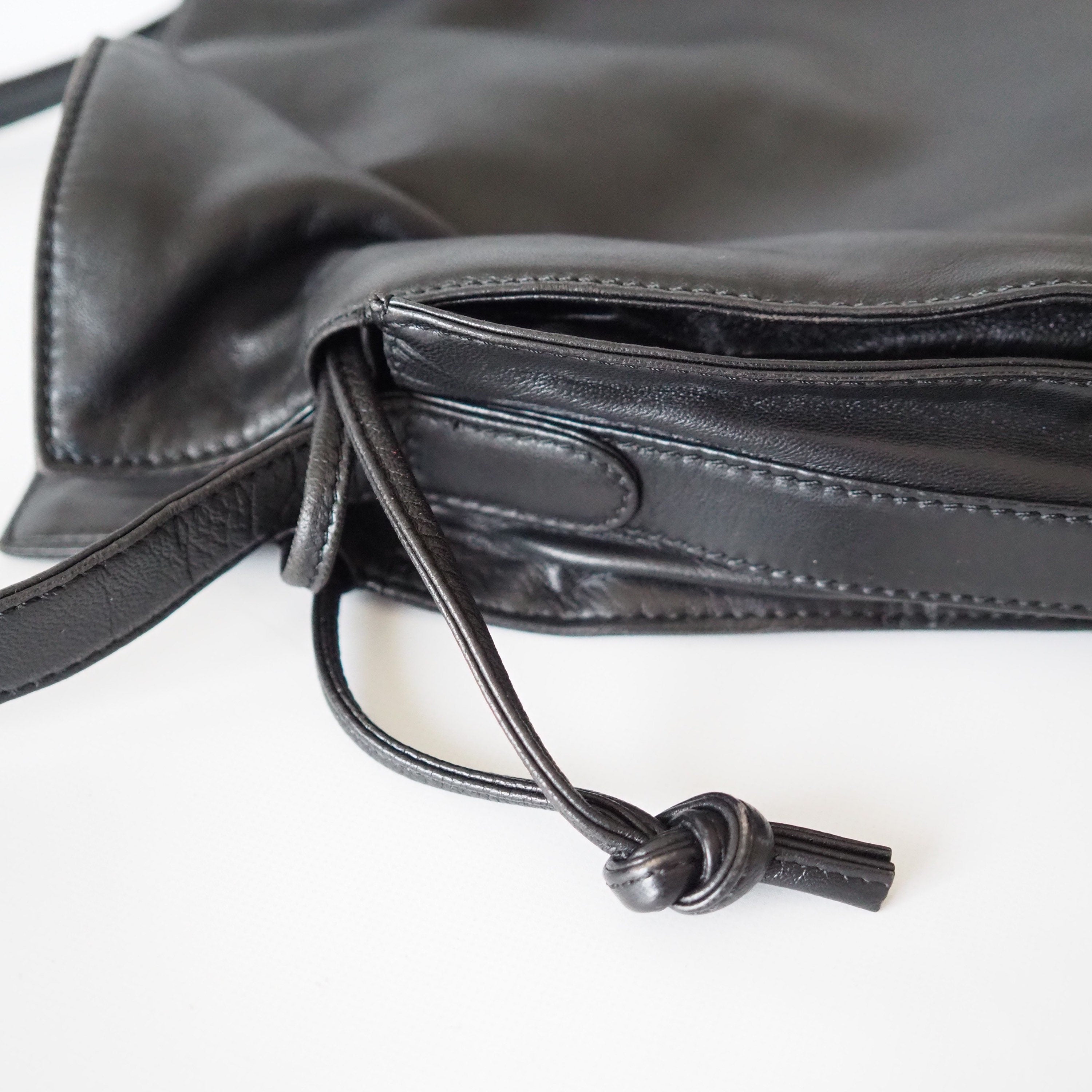 LOEWE Flamenco Anagram Shoulder bag Black Leather Vintage Authentic