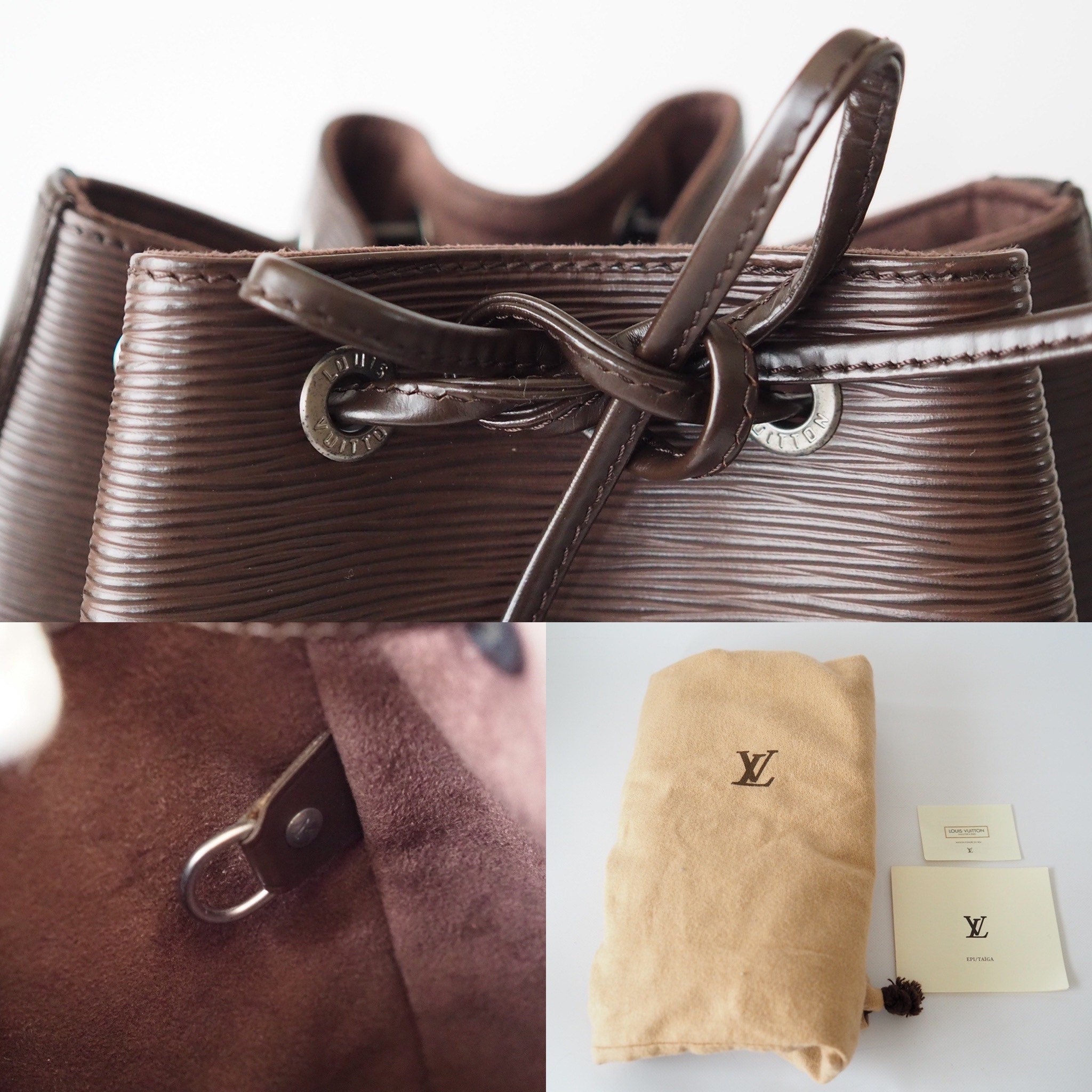 LOUIS VUITTON Epi Petit Noe Shoulder Bag Brown Moca Authentic Vintage