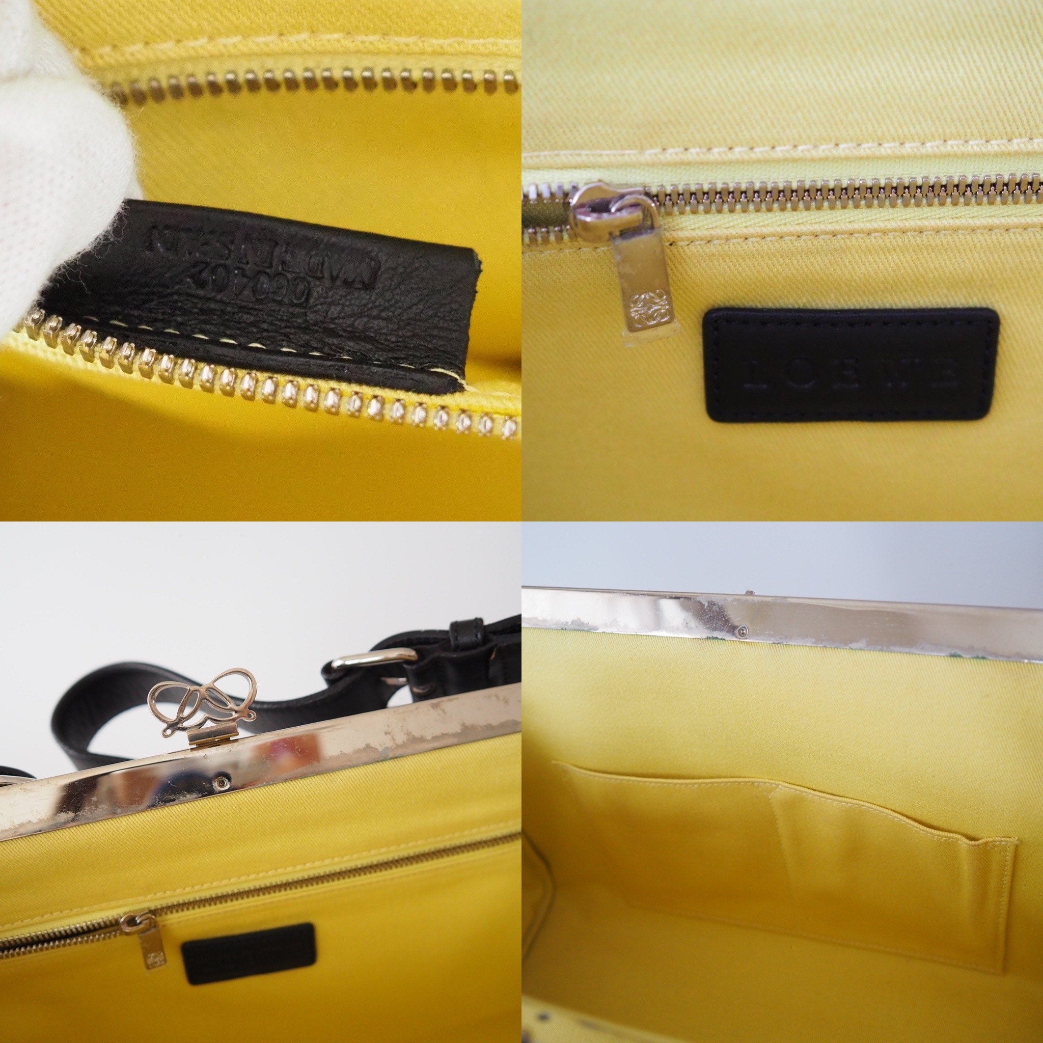 LOEWE Anagram Shoulder bag Black Leather Studs Vintage Authentic