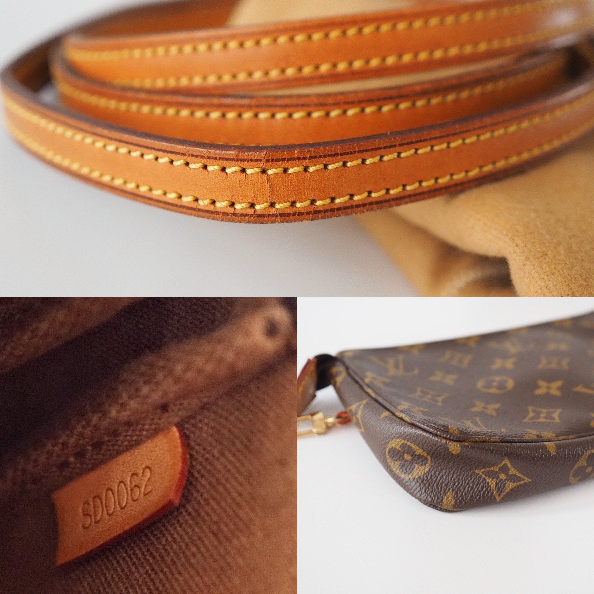 LOUIS VUITTON Monogram Pochette Accessoires Pouch Mini hand Bag With Shoulder Strap Vintage Authentic