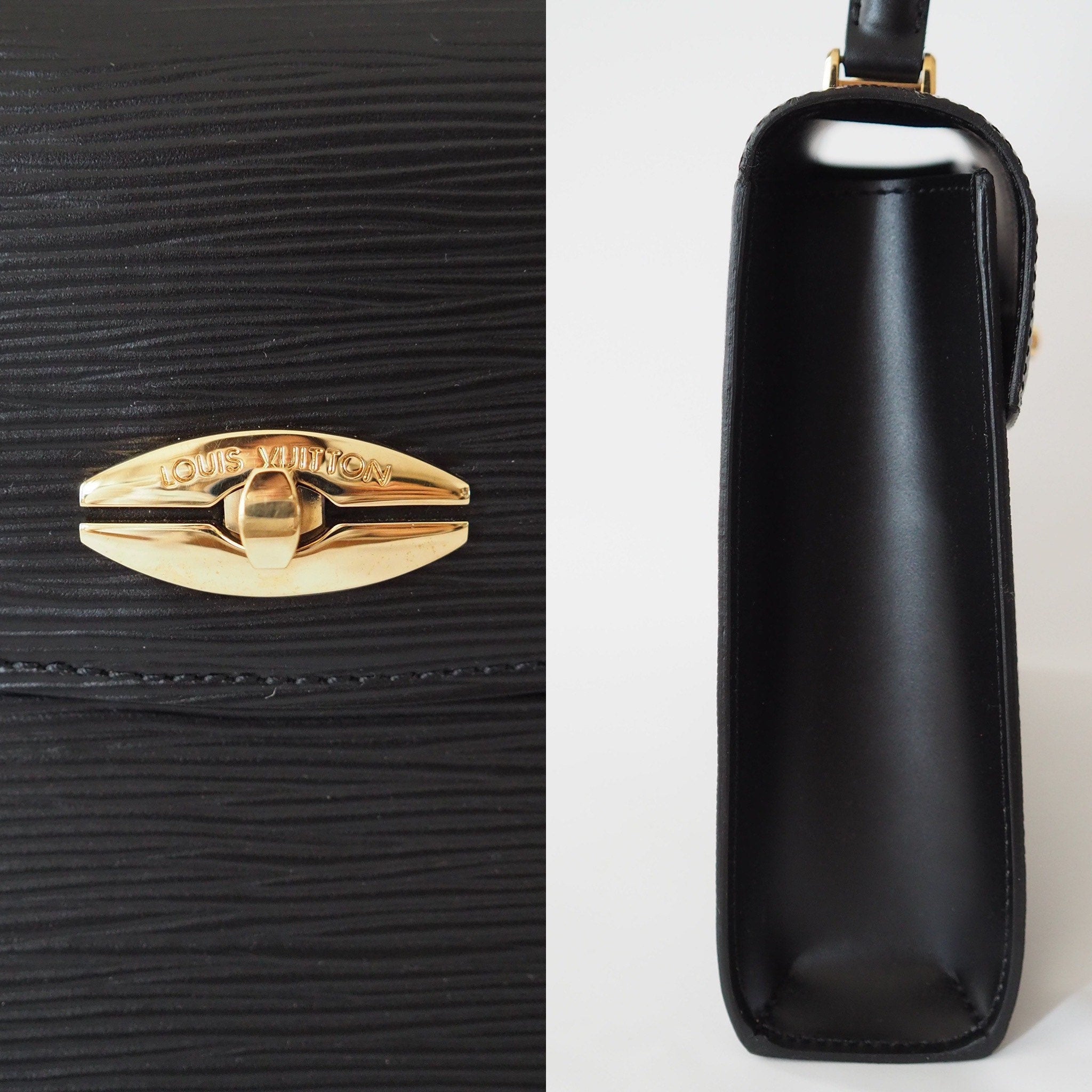 LOUIS VUITTON Epi Malesherbes Hand Bag Black M52372 Authentic