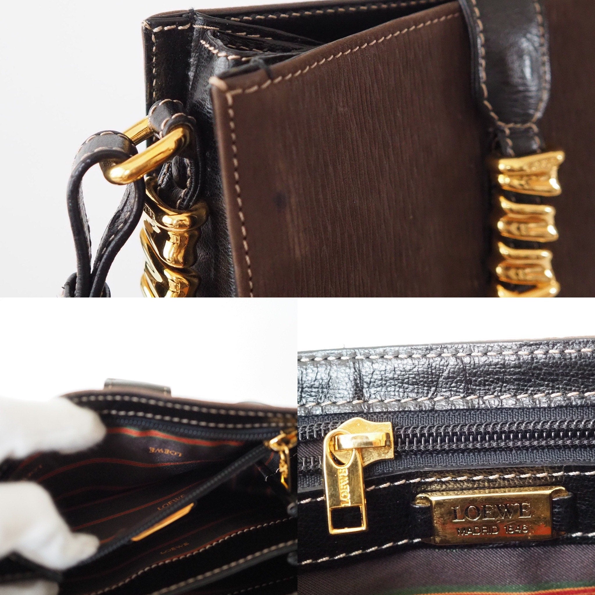 LOEWE VELAZQUEZ Twist Shoulder Bag Brown Vintage Authentic