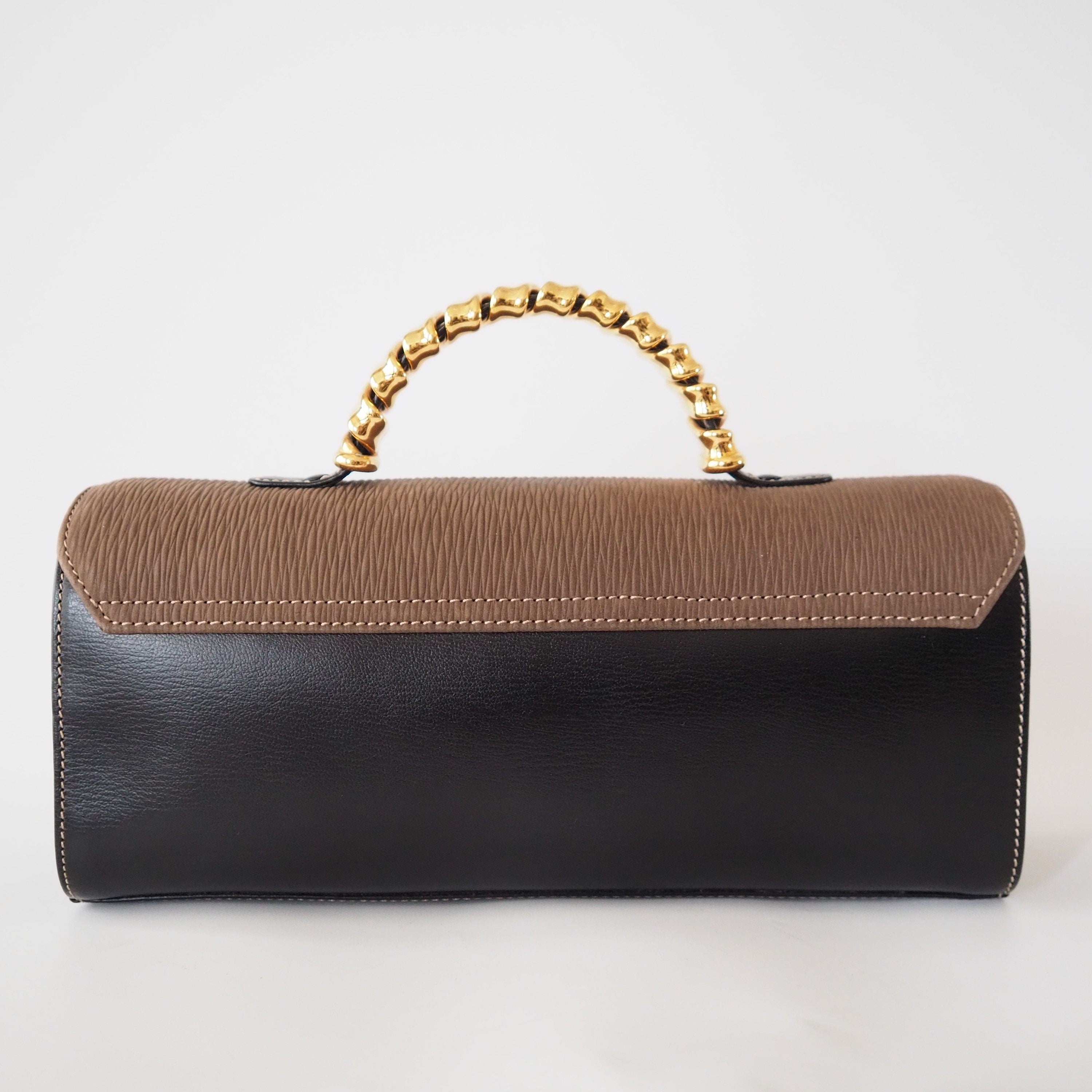 LOEWE VELAZQUEZ Hand Bag Black Brown Combi Leather Vintage Authentic