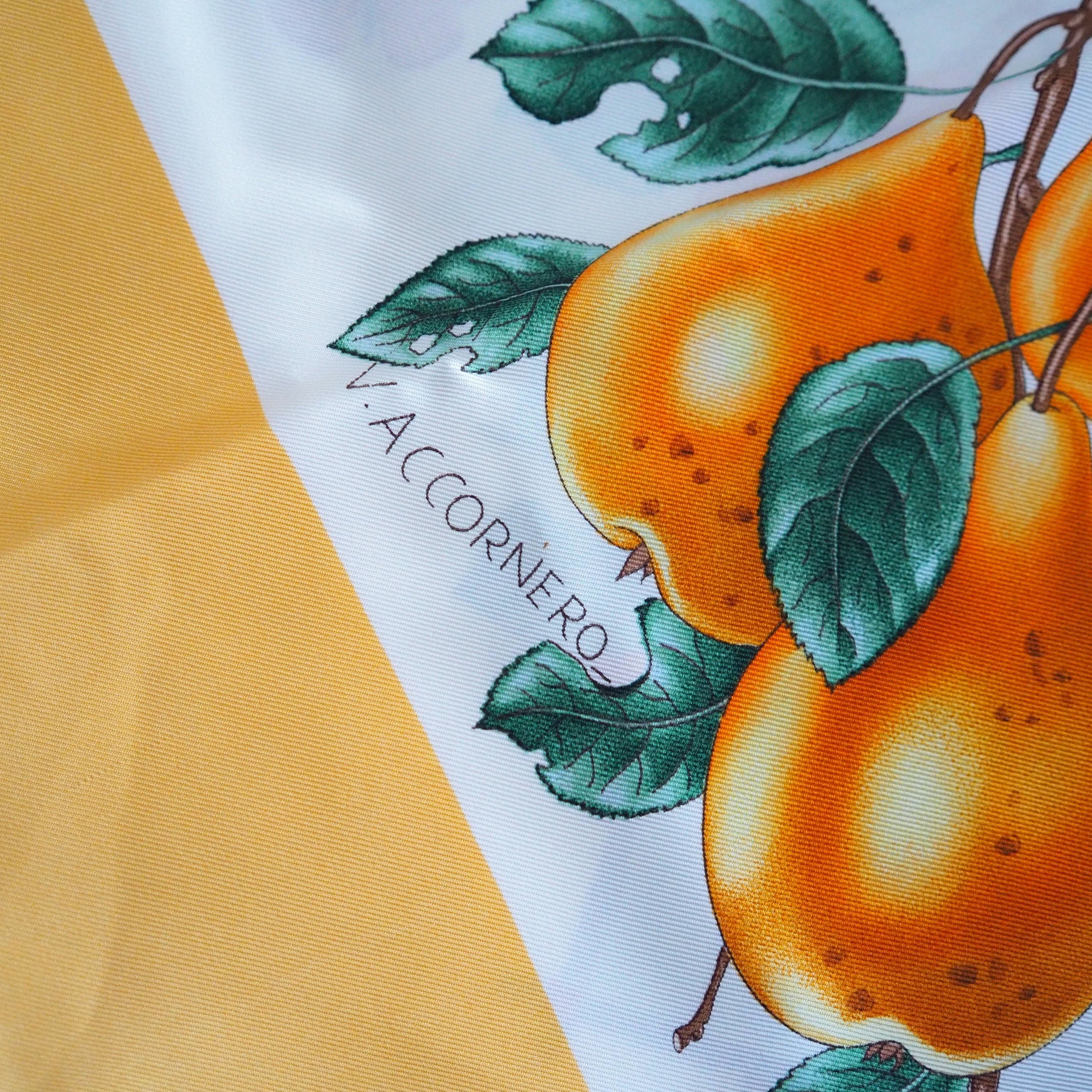 GUCCI Scarf Silk Yellow Fruits Authentic