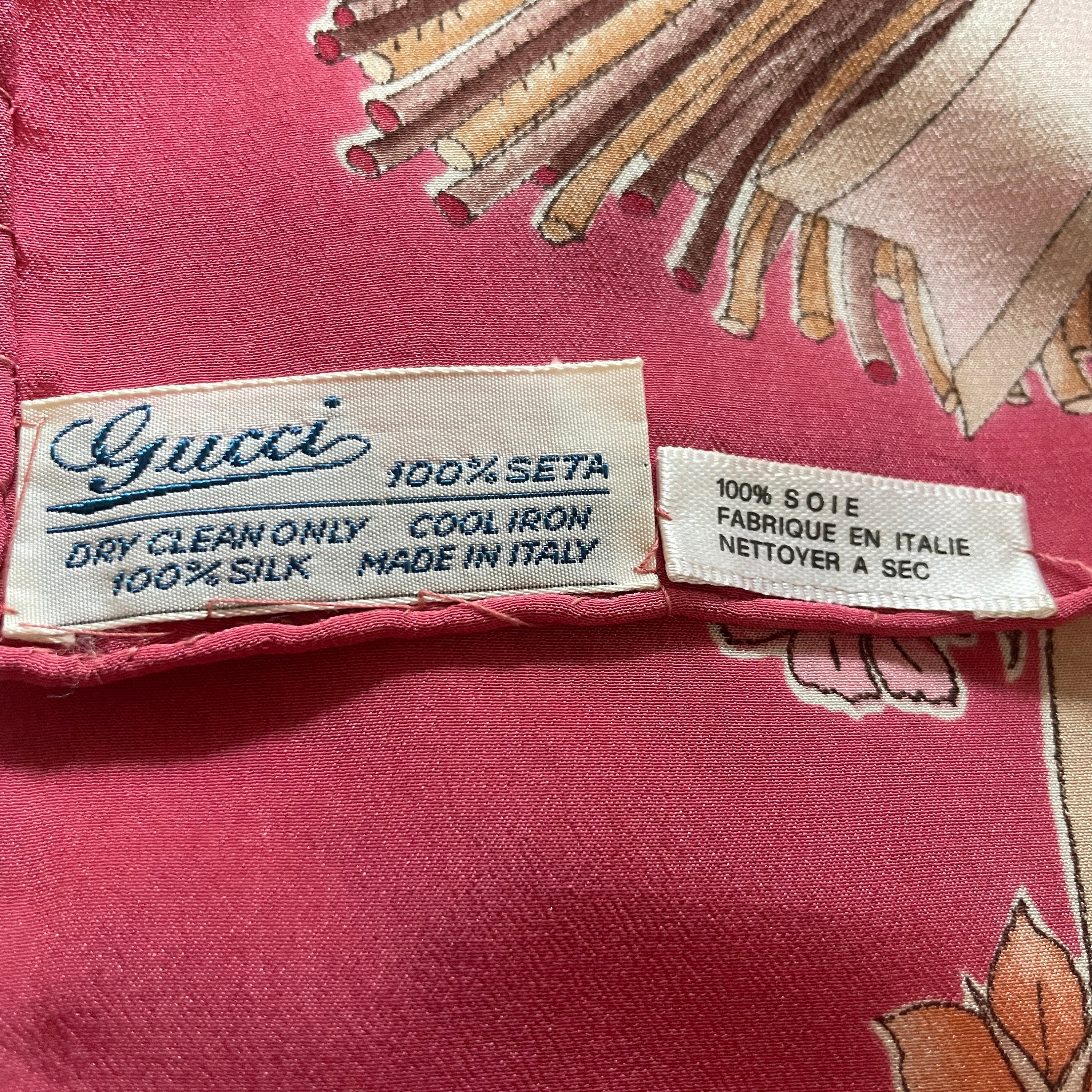 GUCCI Scarf Silk Pink Flower Authentic