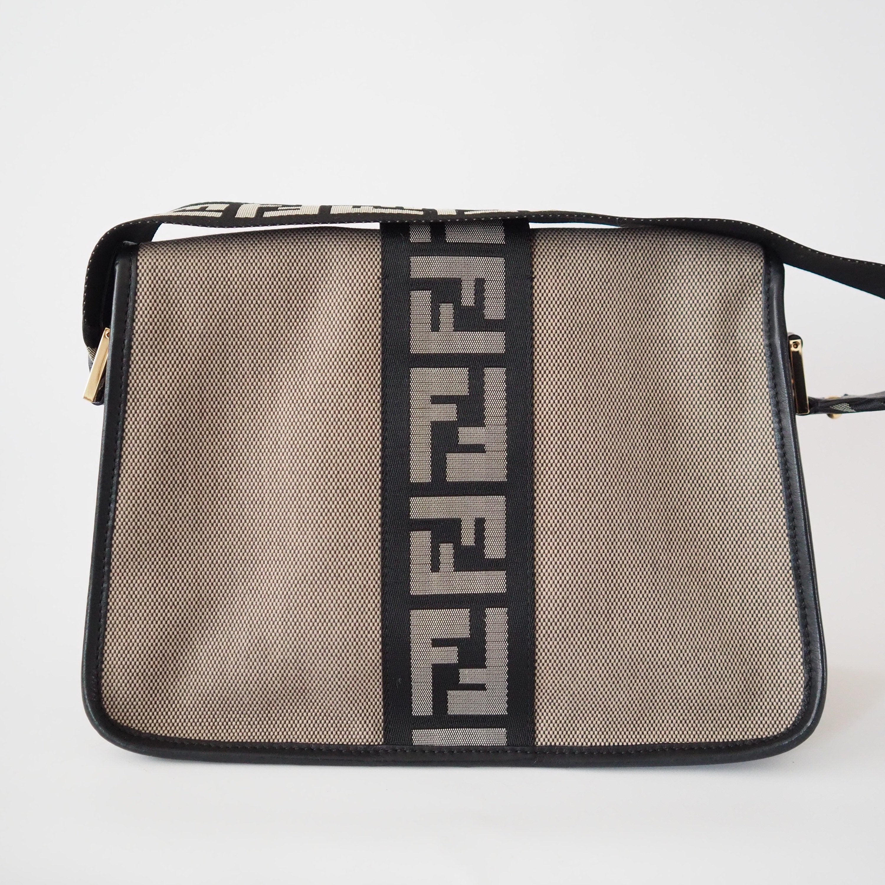 FENDI Mamma bucket Bag Zucca Canvas Leather Vintage Authentic