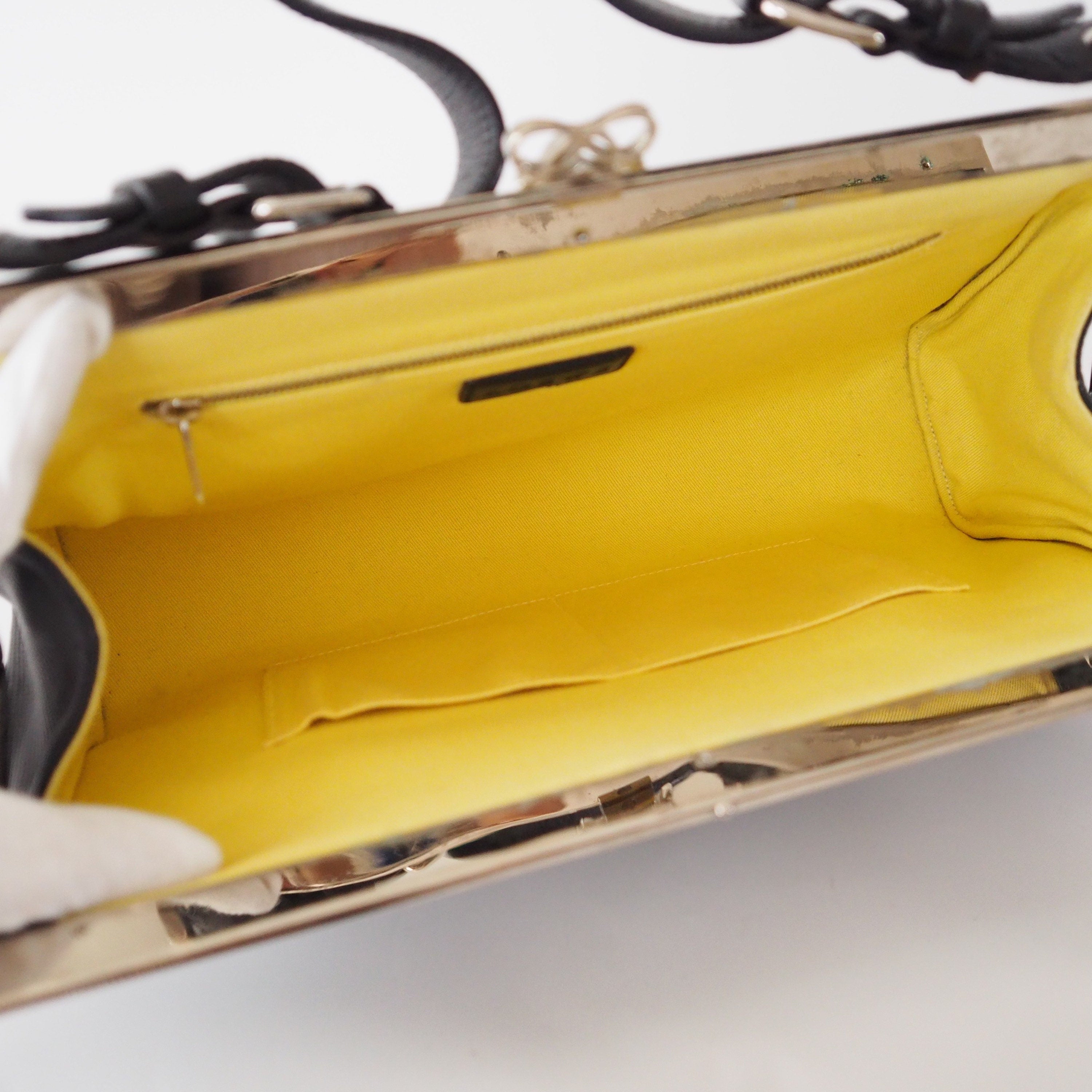 LOEWE Anagram Shoulder bag Black Leather Studs Vintage Authentic