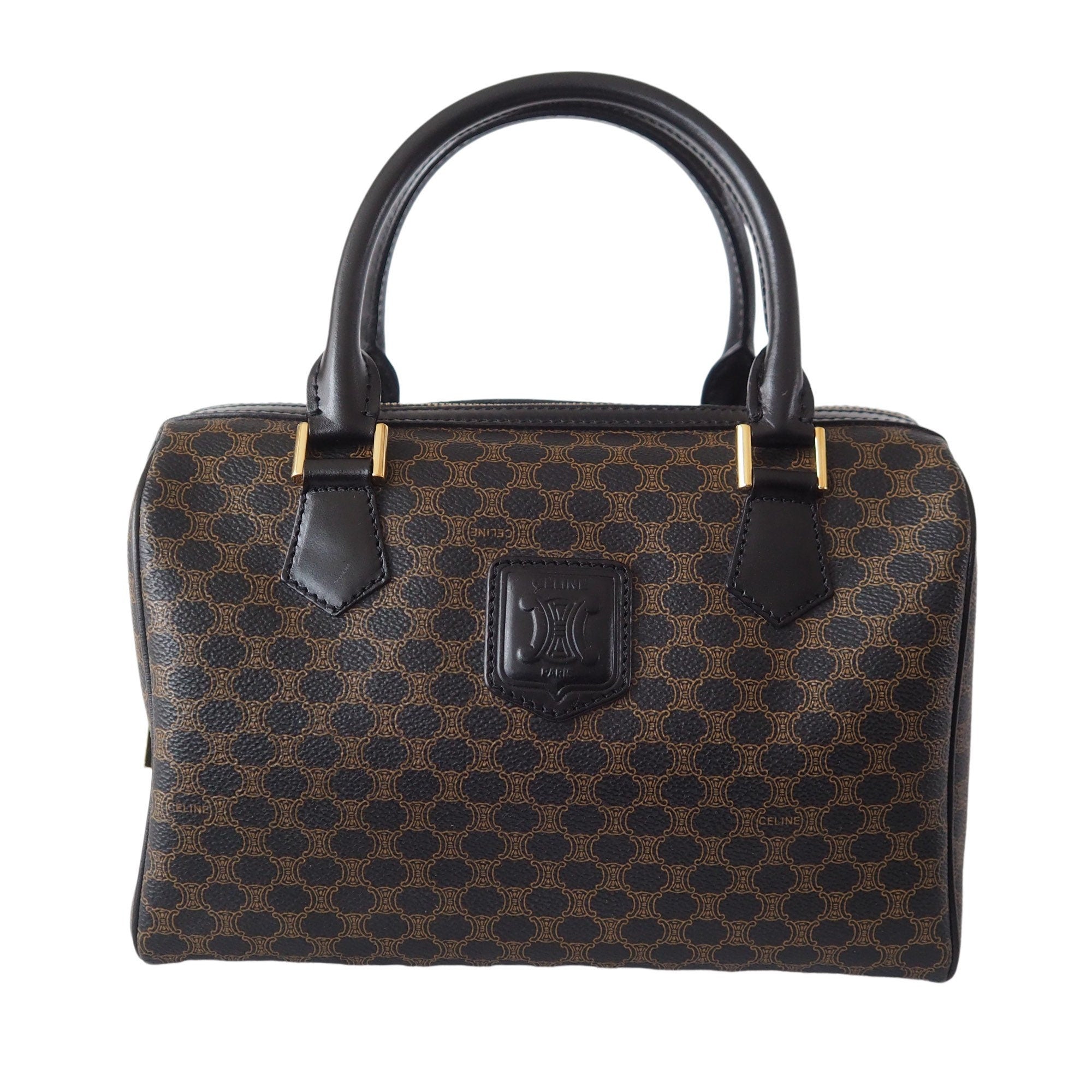 CELINE Macadam Hand Mini Boston Bag Black Vintage Authentic