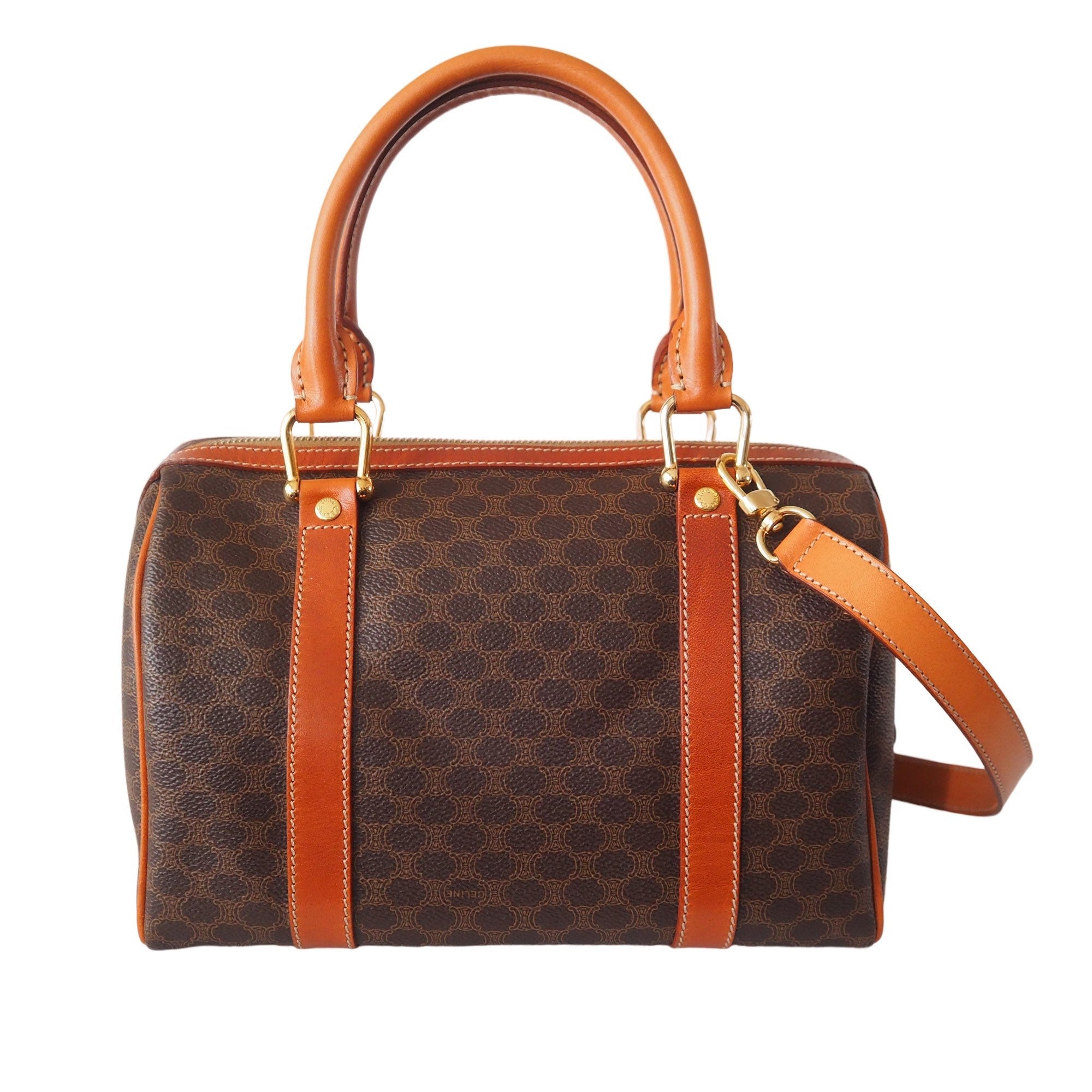 CELINE Macadam 2way Shoulder Hand Boston Bag Authentic Vintage Classical