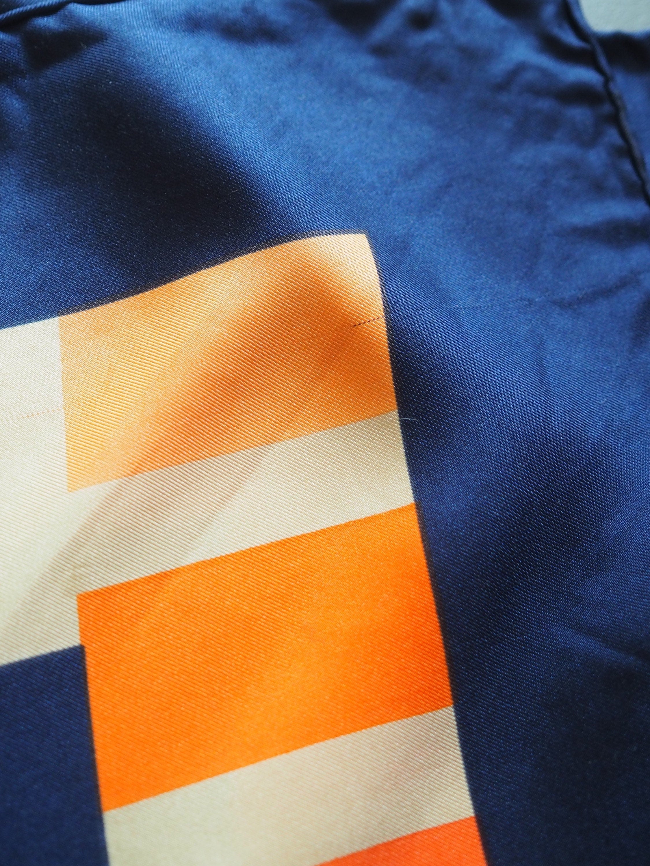 Yves Saint Laurent YSL Scarf Navy Orange Authentic