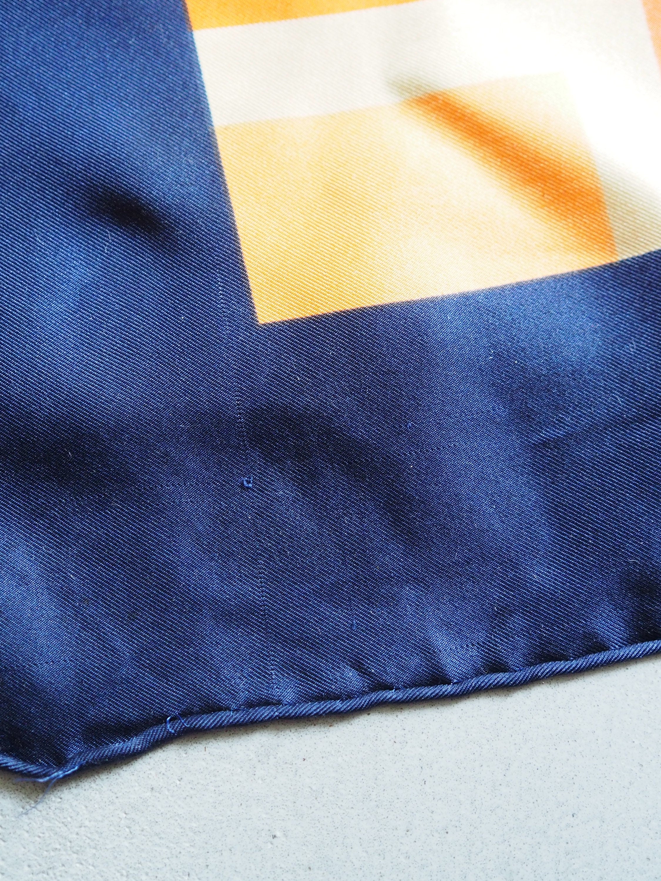 Yves Saint Laurent YSL Scarf Navy Orange Authentic