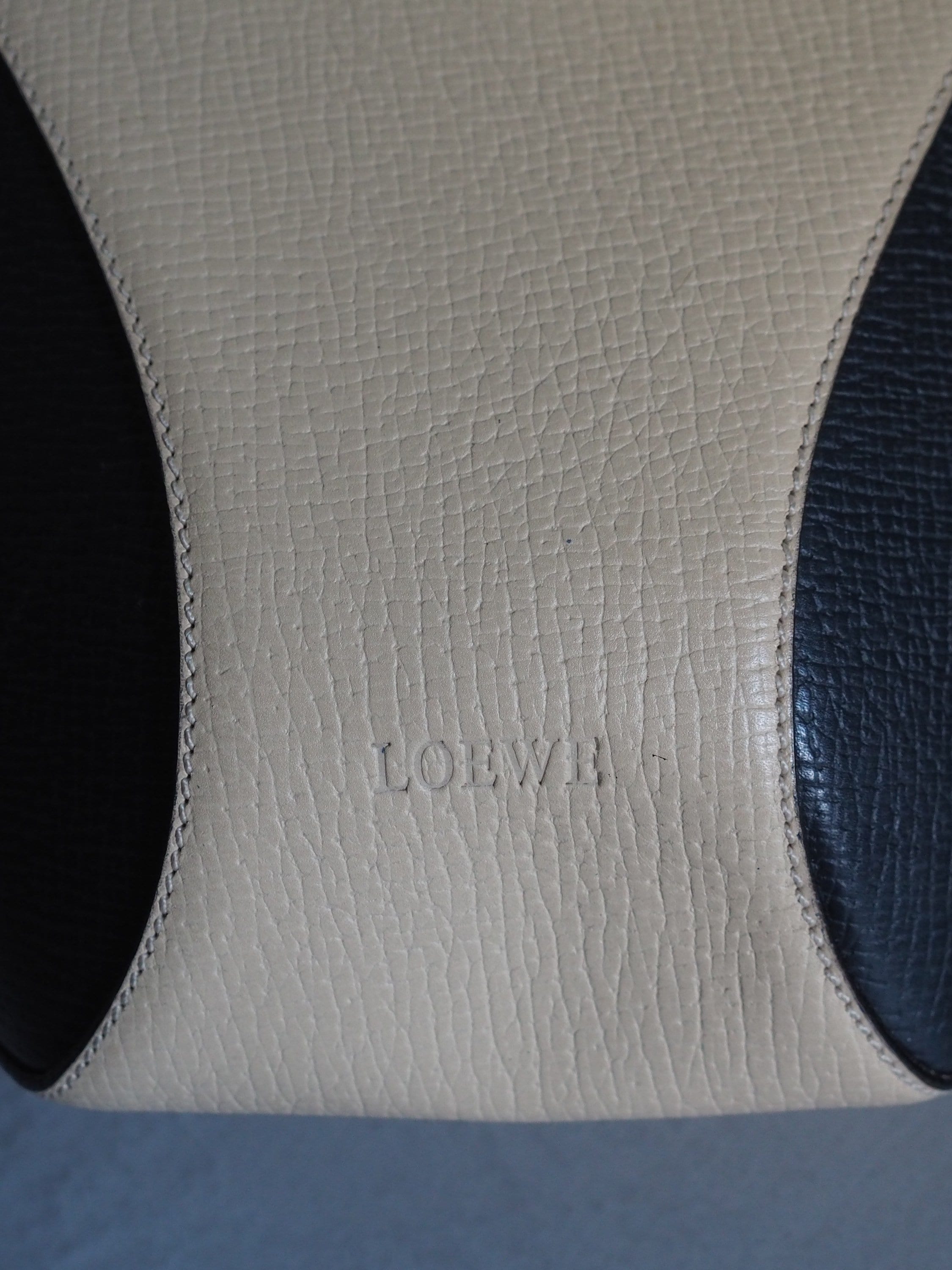 LOEWE Shoulder Hand Bag Leather Vintage Black Off White Authentic