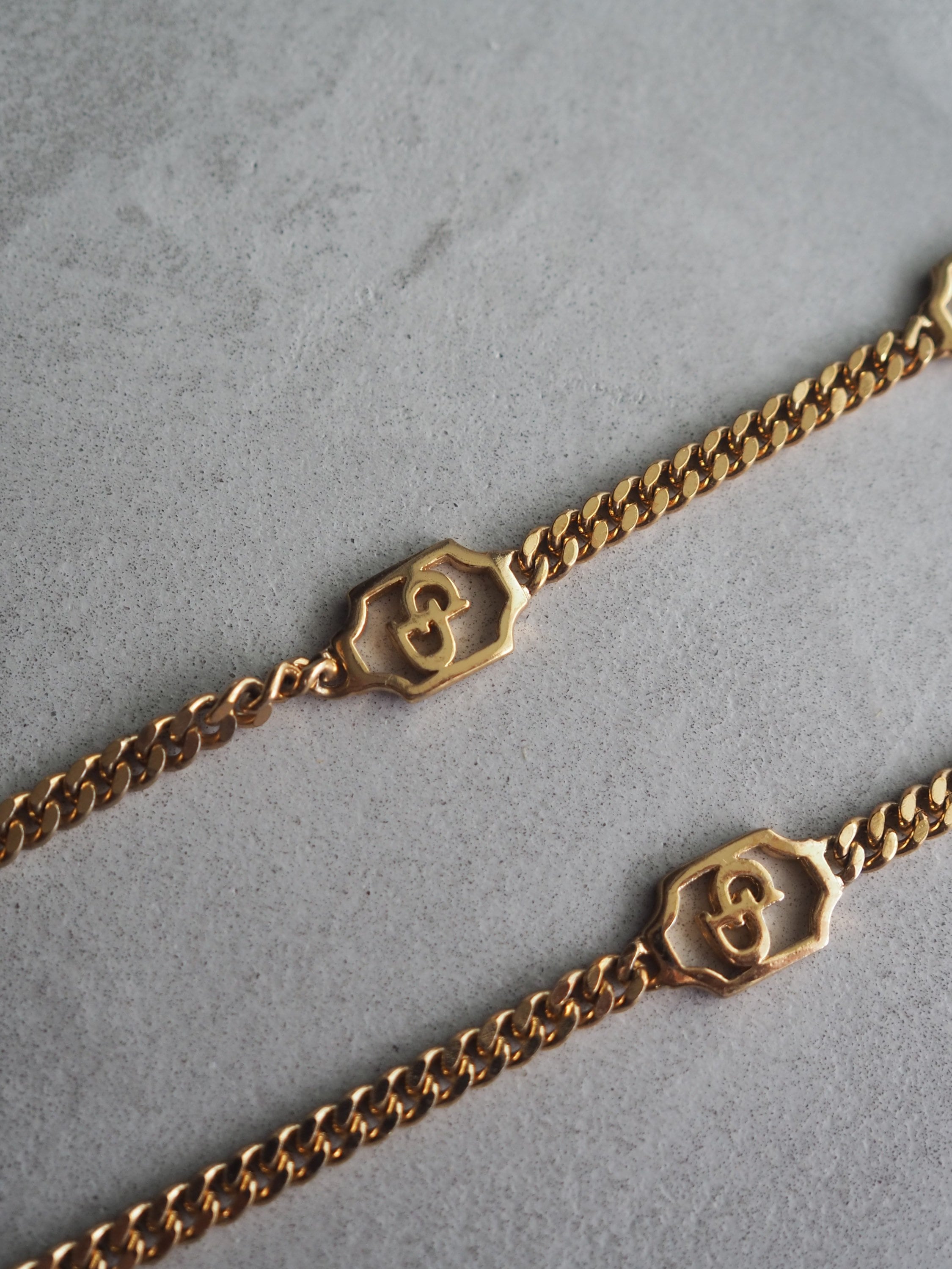 Christian Dior Long Necklace CD Logo Vintage Metal Gold Authentic