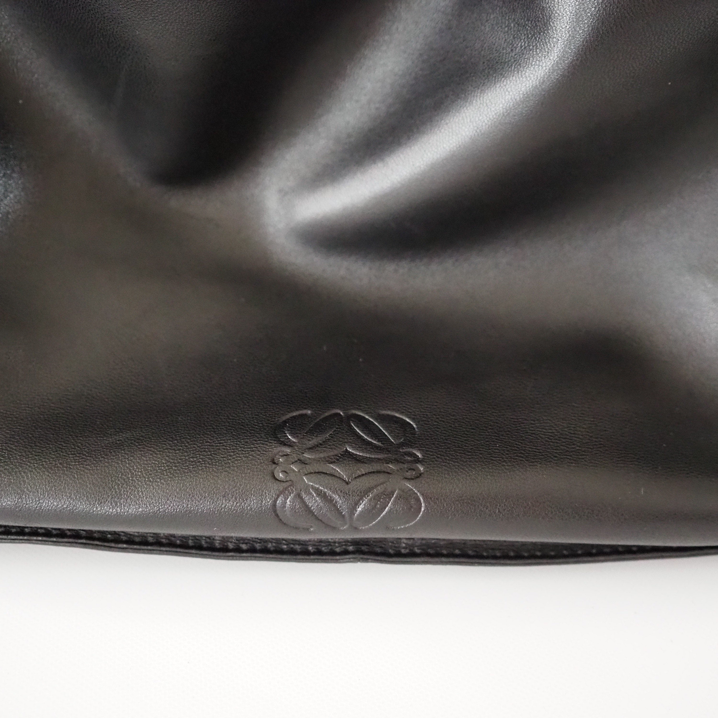 LOEWE Flamenco Anagram Shoulder bag Black Leather Vintage Authentic