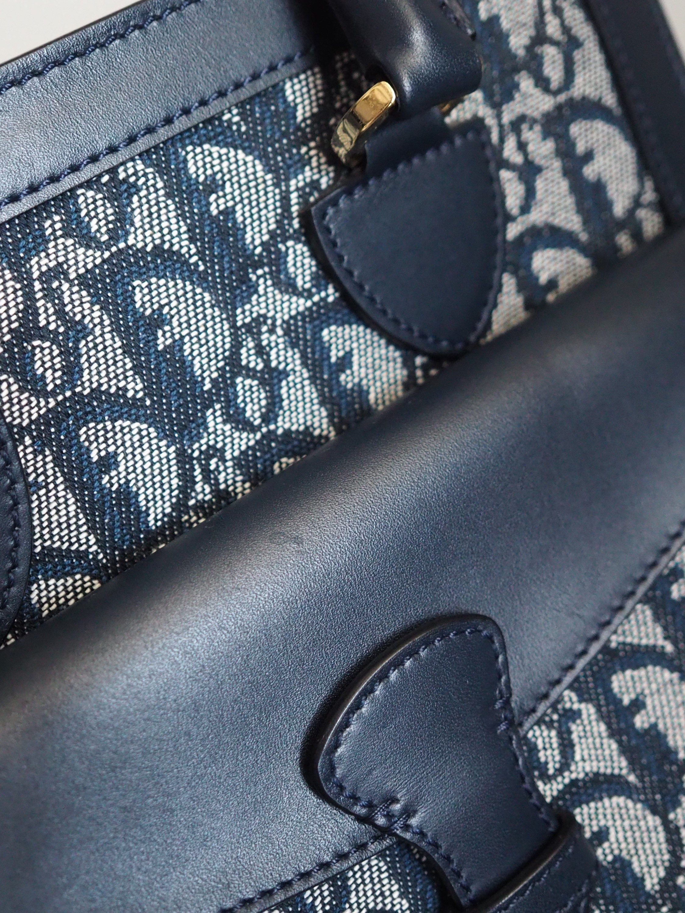 Christian Dior Trotter Hand Bag Navy Canvas Vintage Authentic