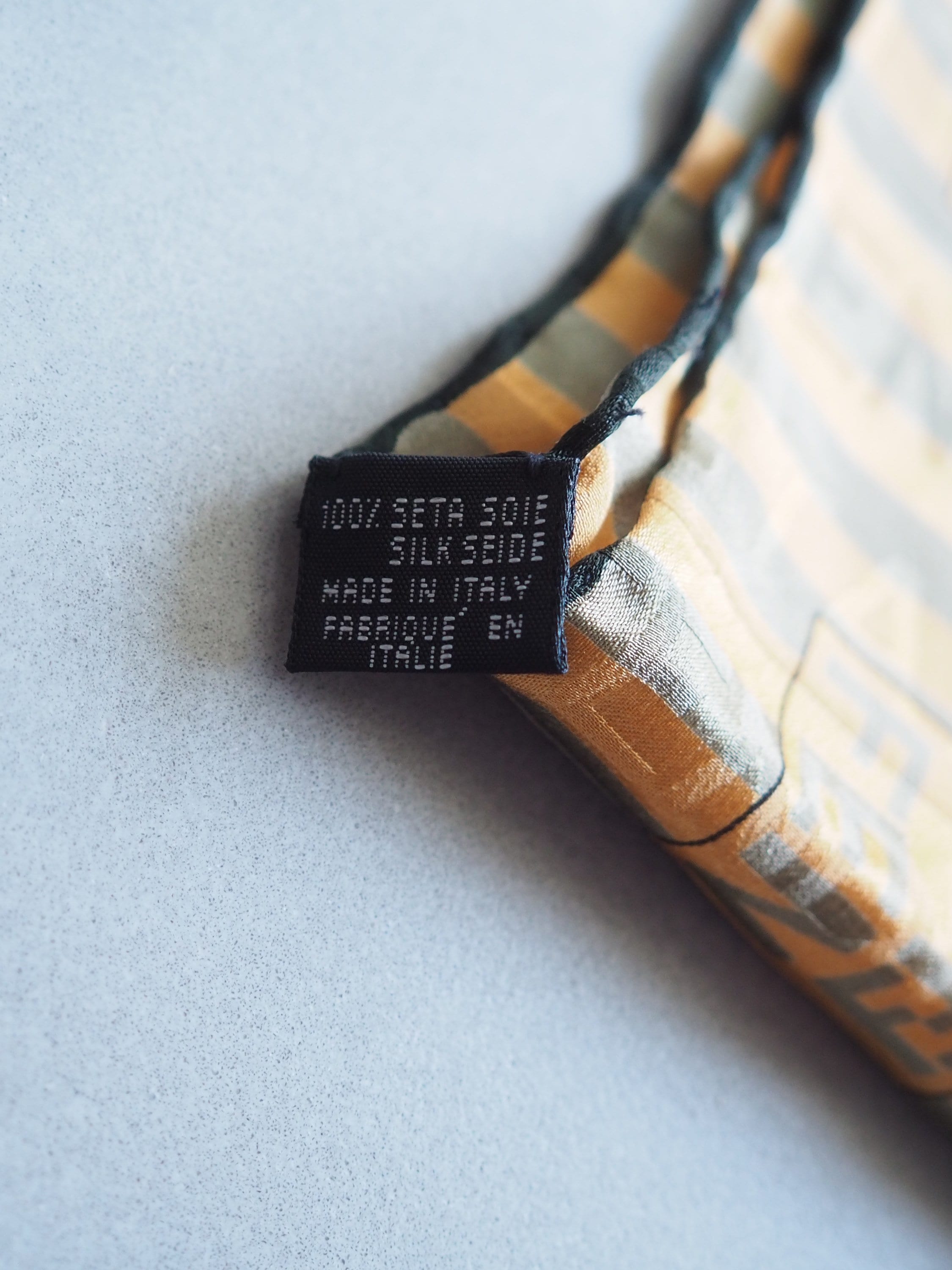 FENDI Zucca Stripe Logo Scarf Silk 100% Brown Black Authentic