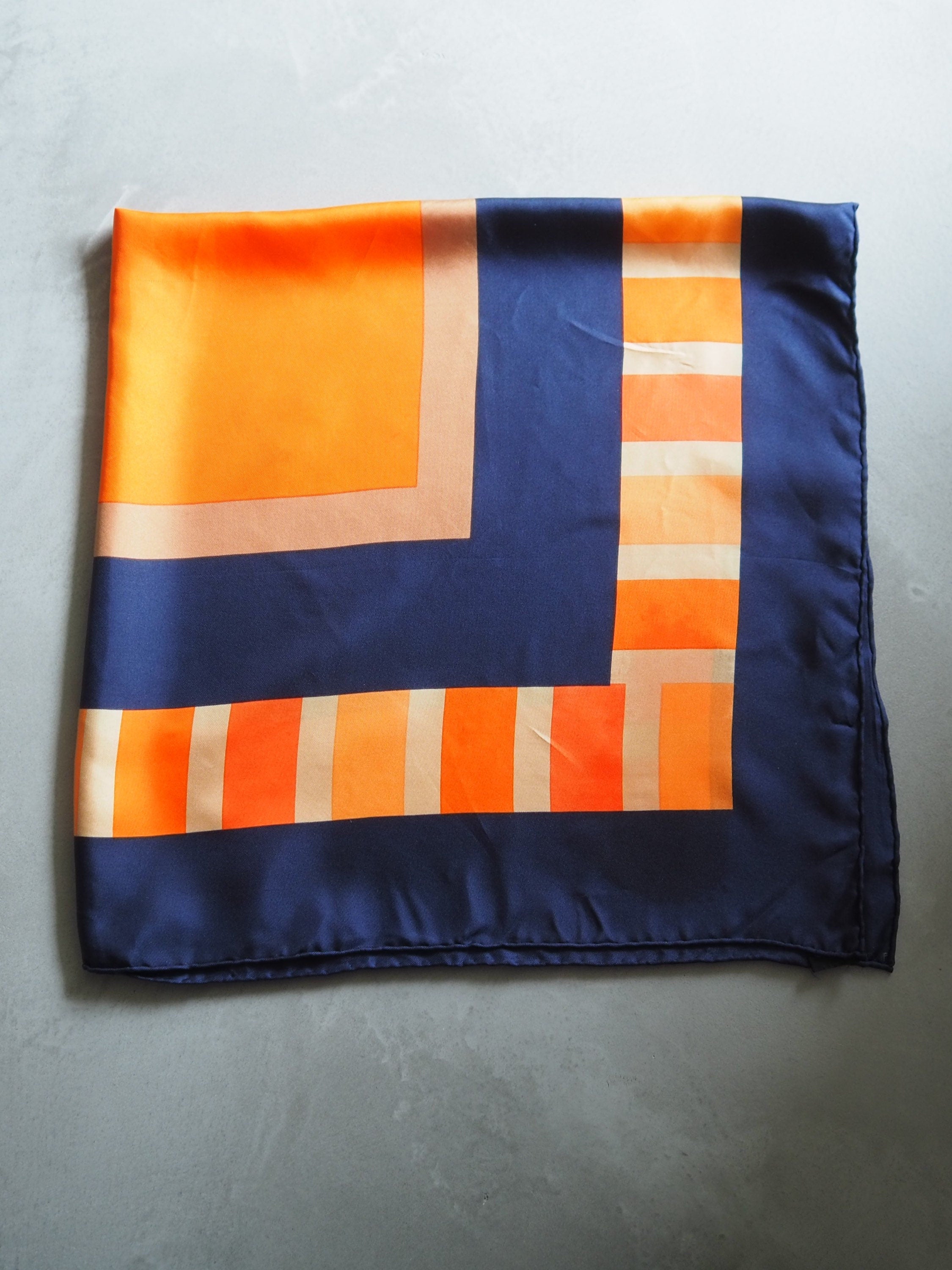 Yves Saint Laurent YSL Scarf Navy Orange Authentic