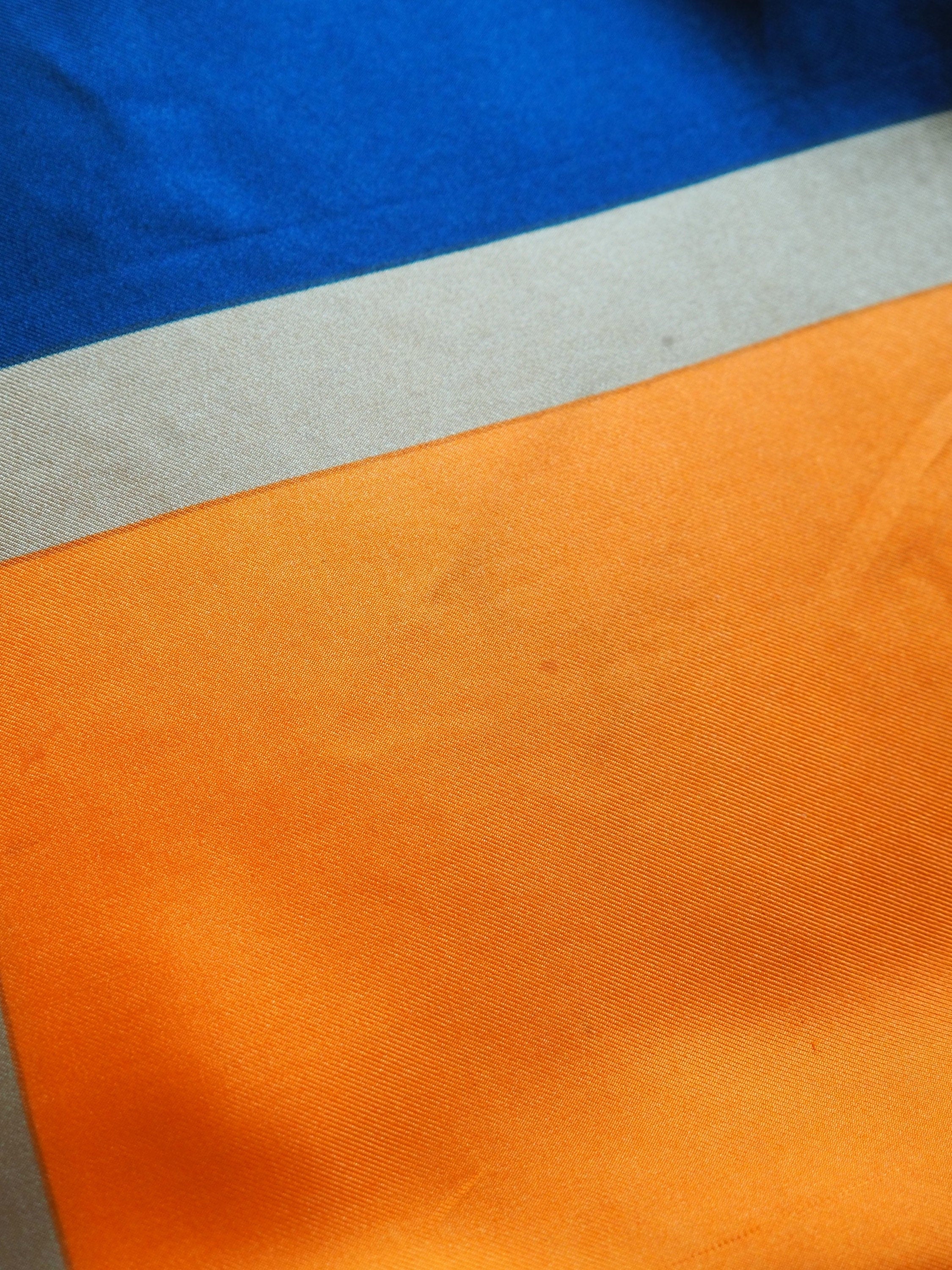 Yves Saint Laurent YSL Scarf Navy Orange Authentic