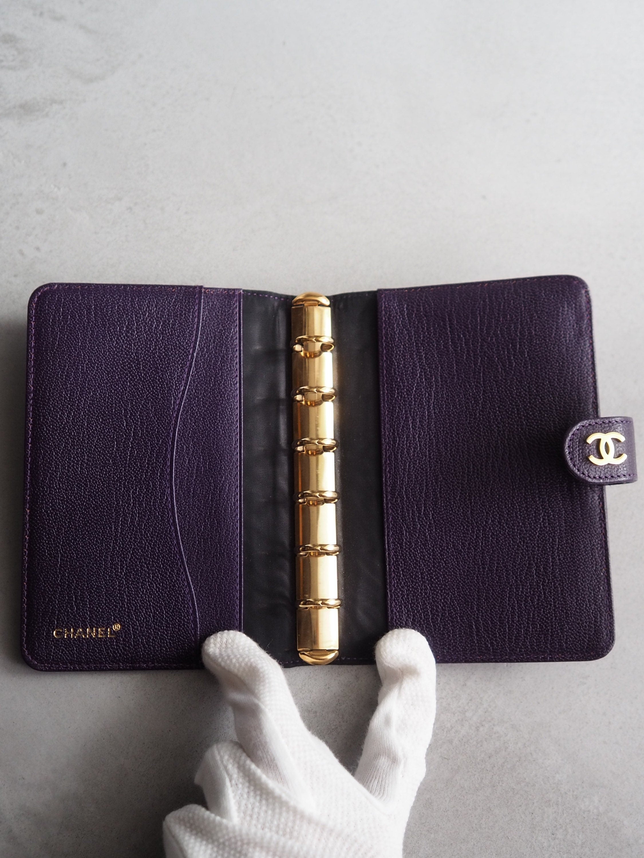 CHANEL COCO Leather 6 Ring Agenda Diary Purple Vintage