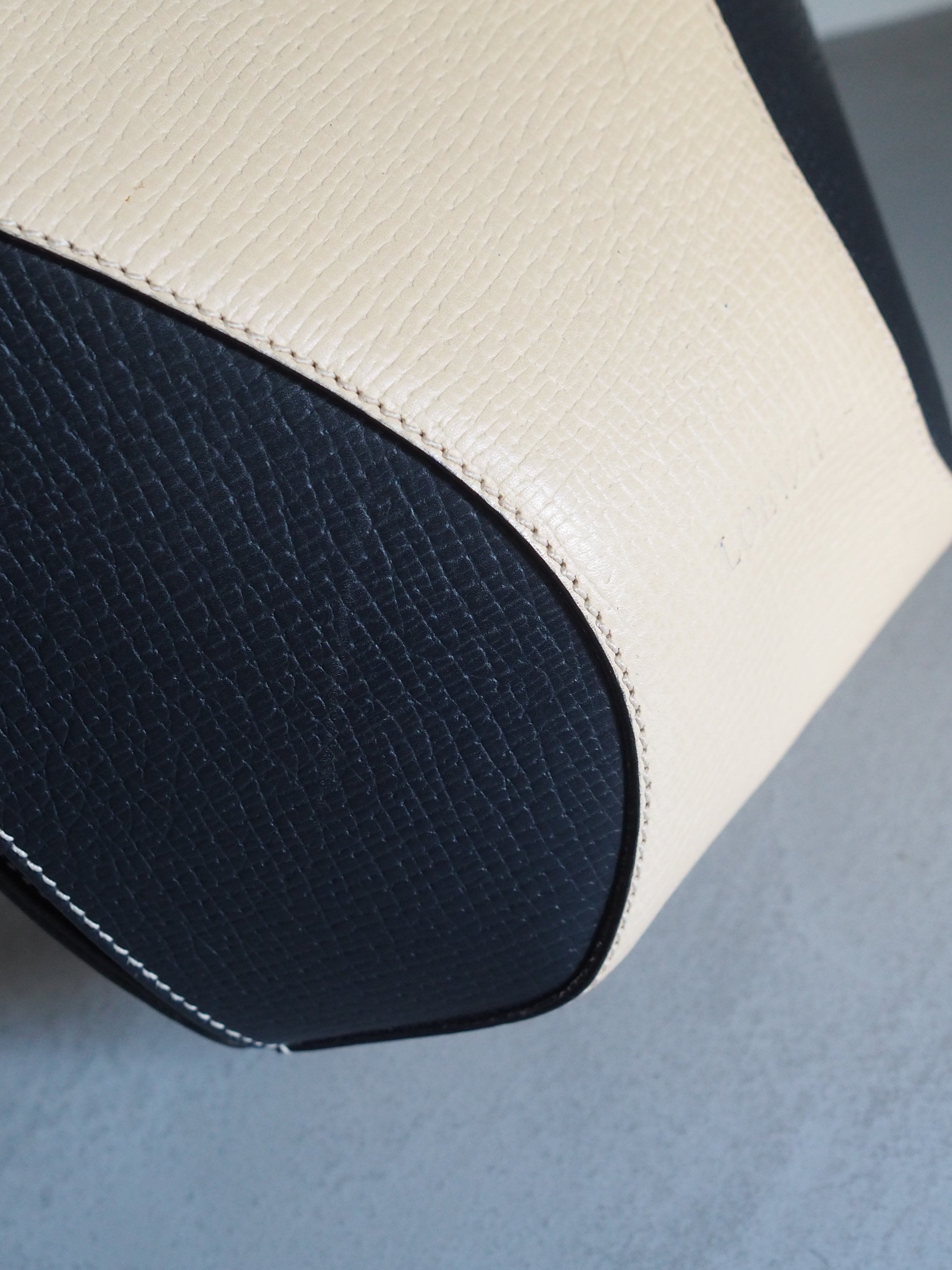 LOEWE Shoulder Hand Bag Leather Vintage Black Off White Authentic