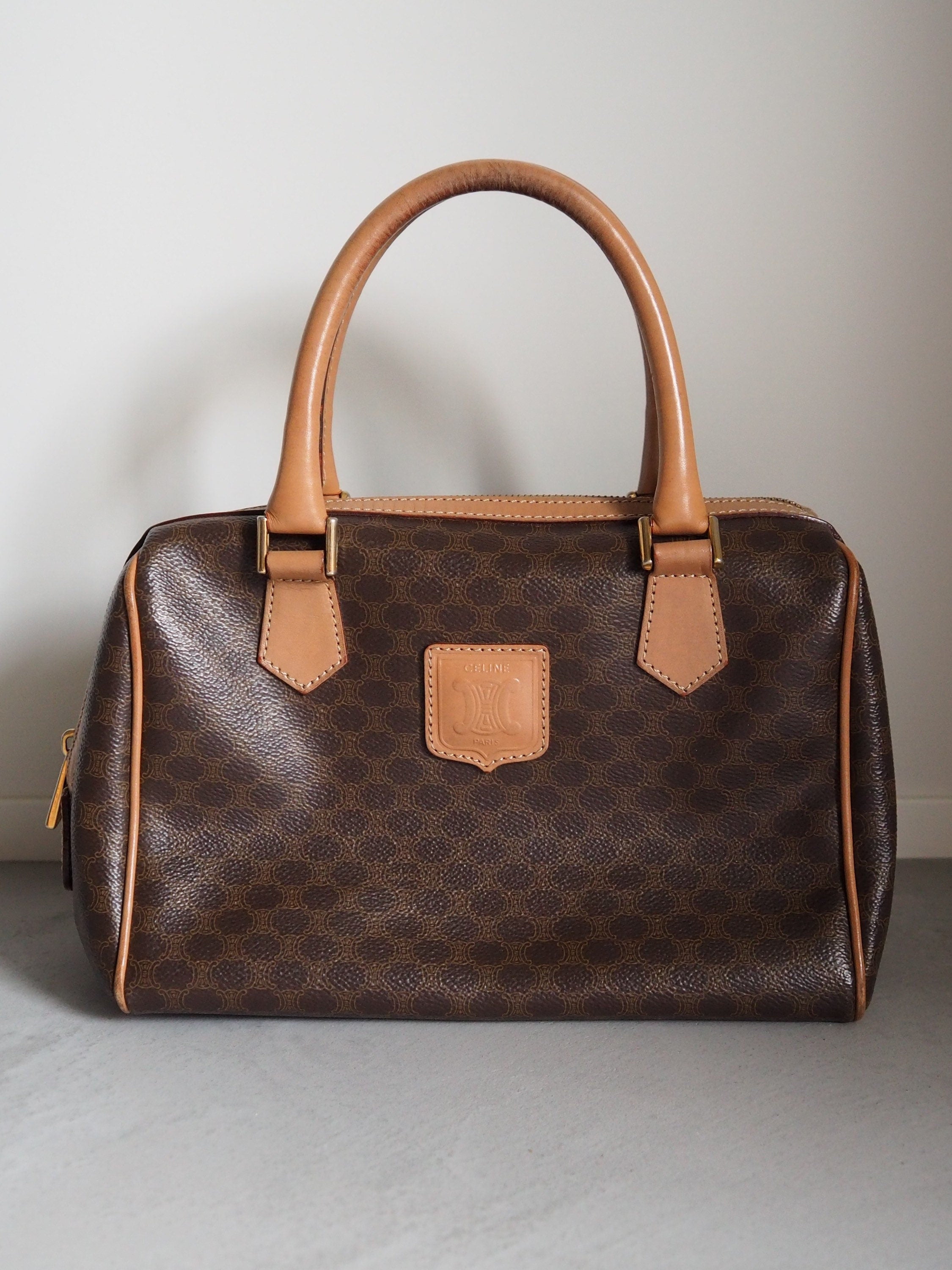 CELINE Macadam Hand Boston Bag Authentic Vintage Classical