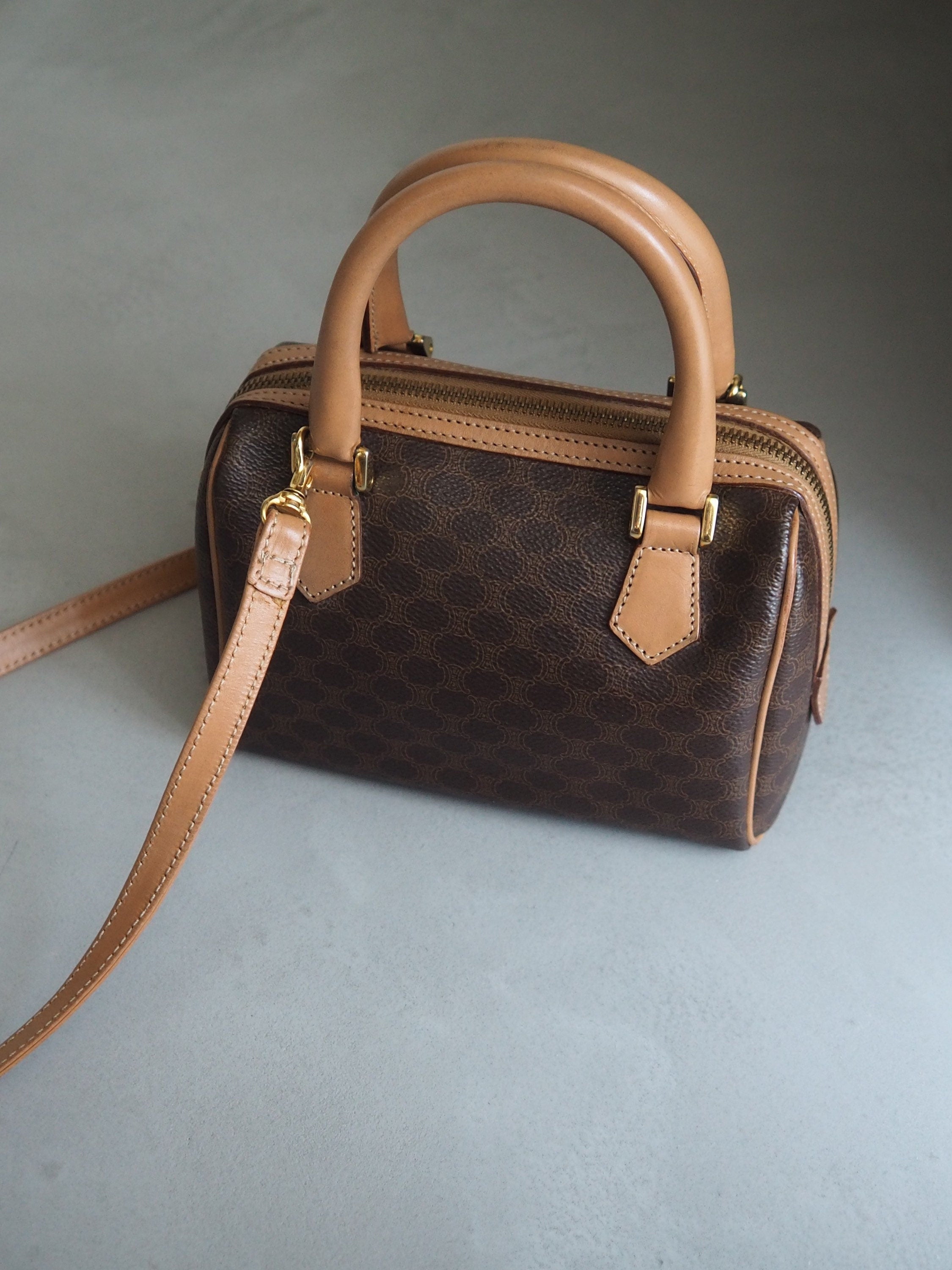 CELINE Macadam 2way Mini Shoulder Boston Bag Authentic Vintage Classical