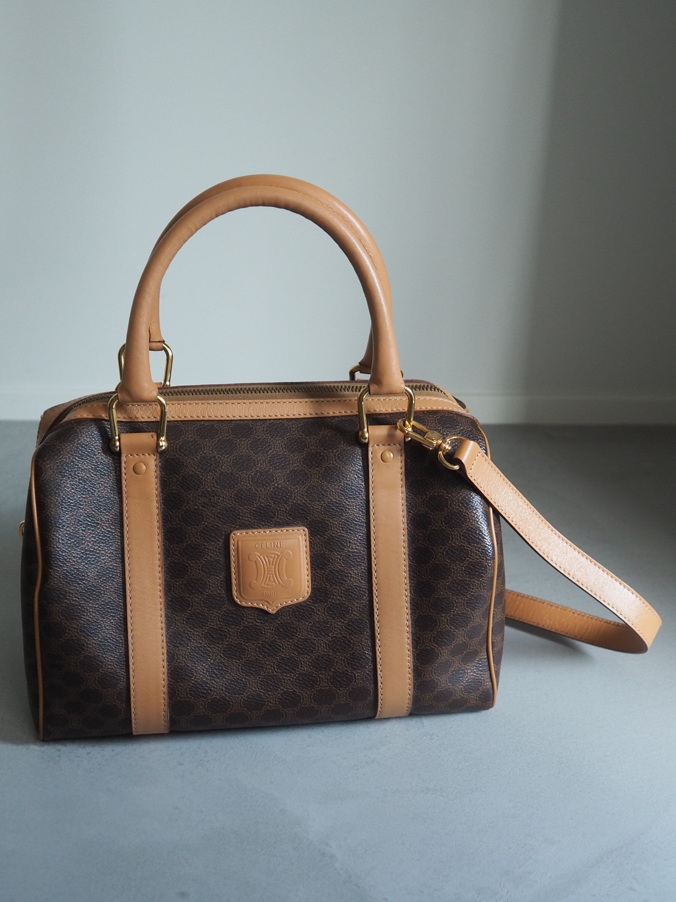 CELINE Macadam 2way Shoulder Hand Boston Bag Authentic Vintage Classical